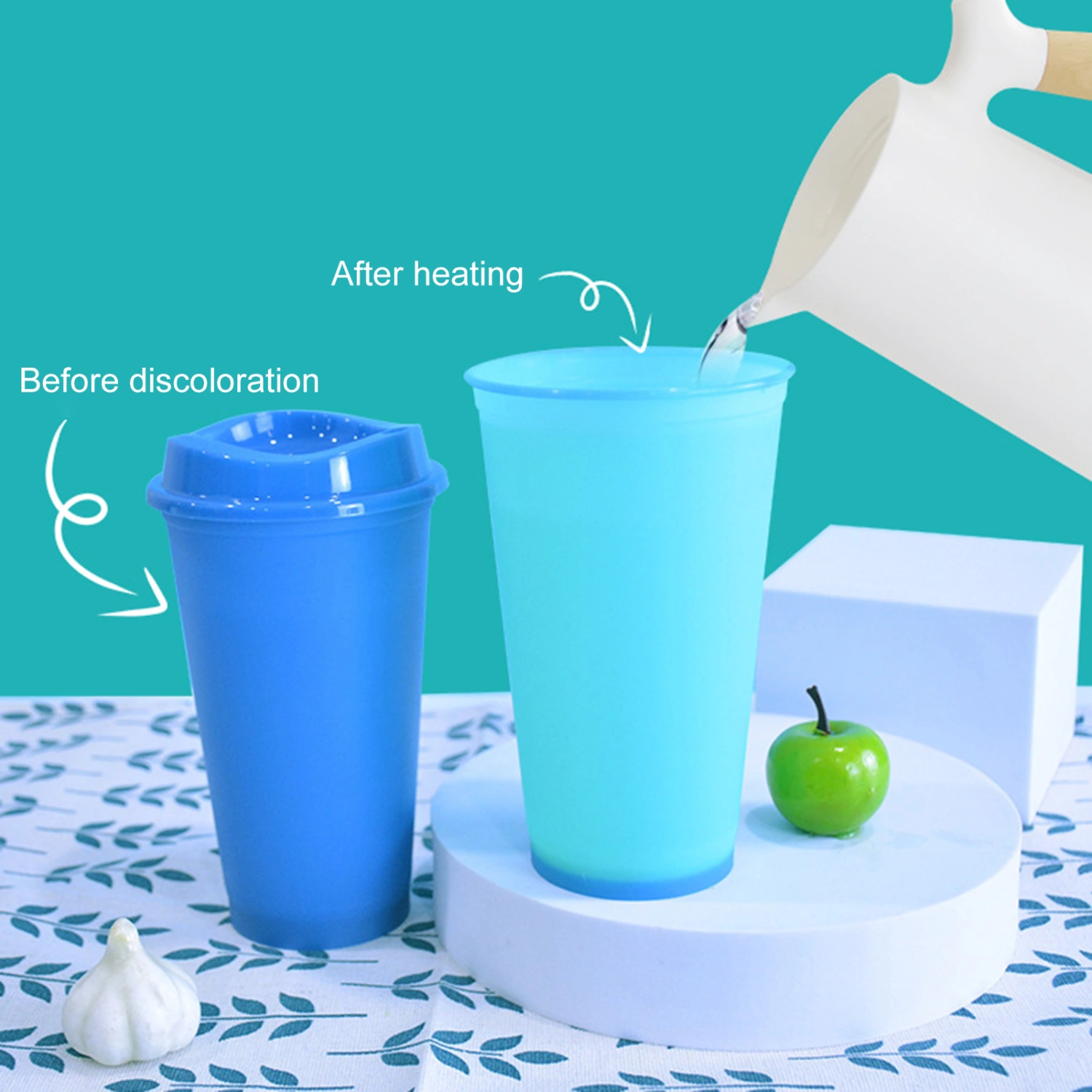 401ML Water Bottle Heat Resistance Leakproof Plastic Food Grade Discoloration Water Cup for Home