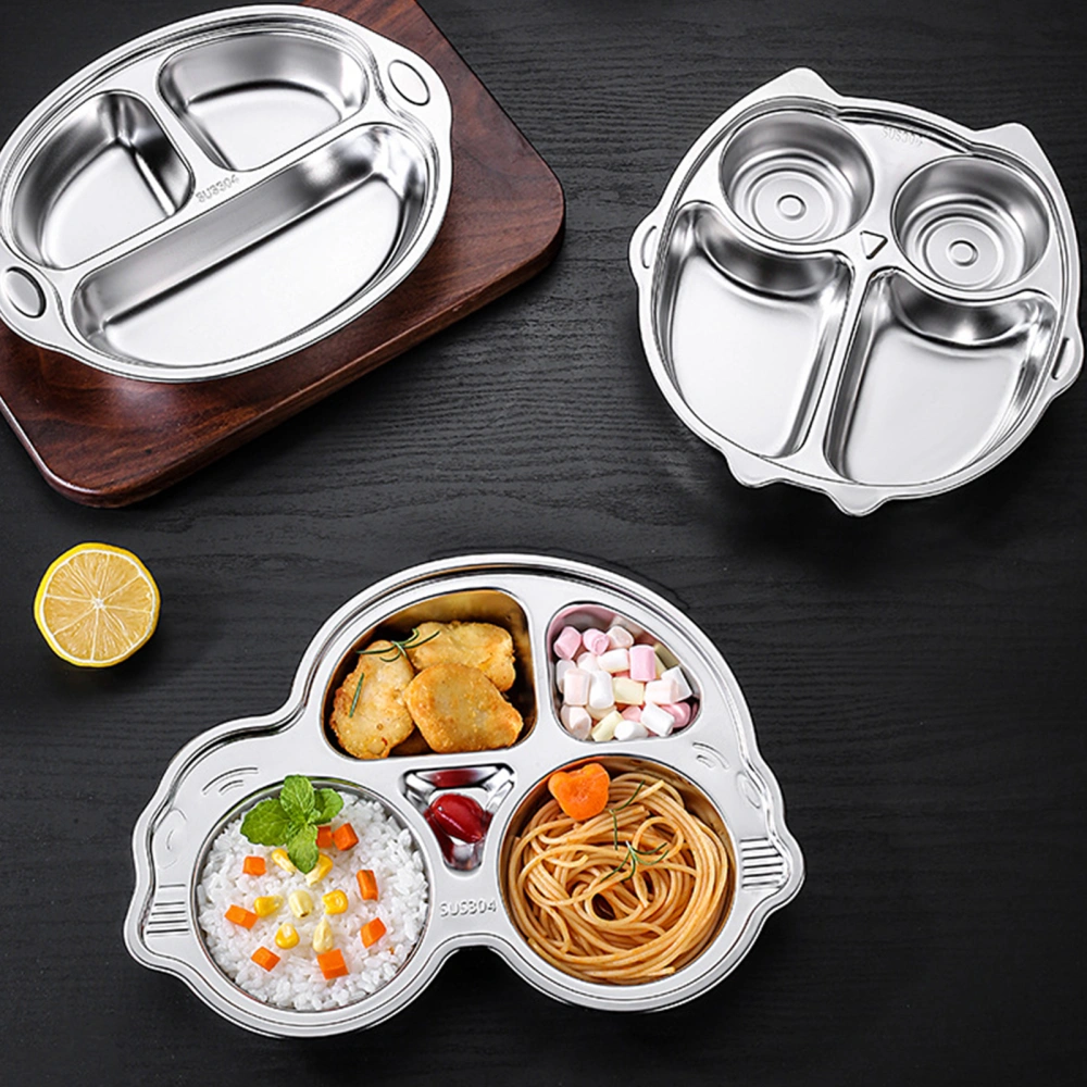 Dinner Plate Eco-friendly Rust-proof Stainless Steel Separate Baby Food Plate for Home