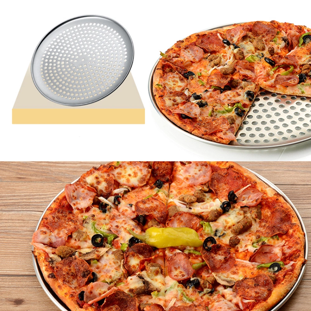 Round Aluminum Alloy Non-stick Crisper Pizza Pan Bakeware Tray Tool with Holes