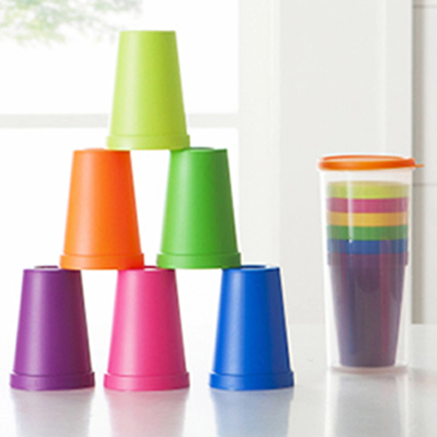 1 Set Water Cup Wide Application Bright-colored PP Food Grade Materials Easy to Carry Drink Cup for Home