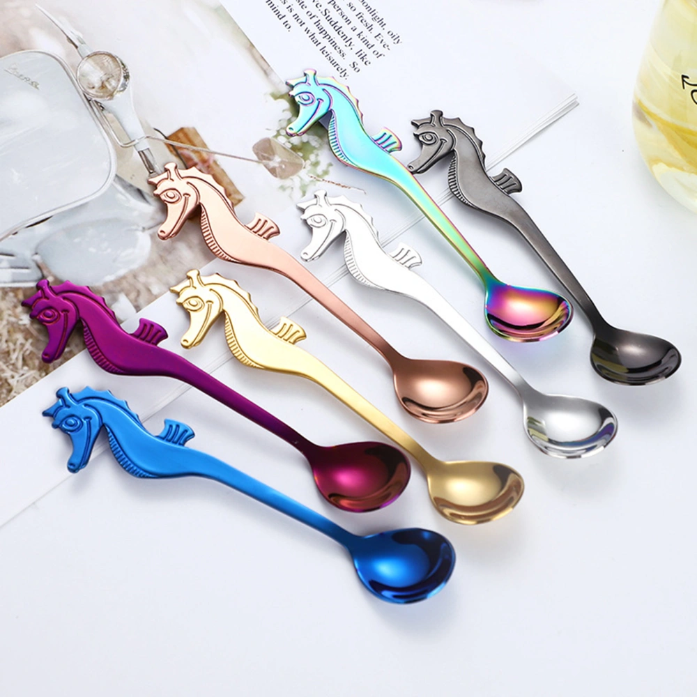 Coffee Spoon Sea Horse Shape Polished 304 Stainless Steel Parties Events Dessert Spoon for Appetizers