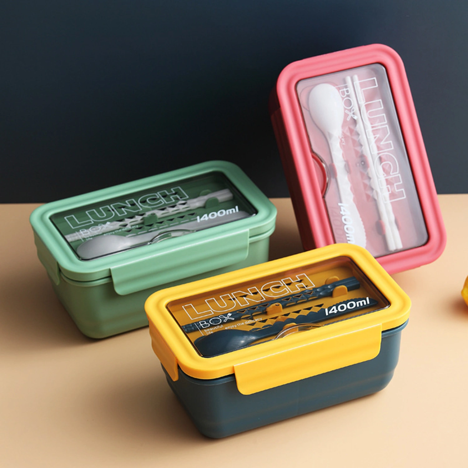 1 Set Safe Lunch Bowl Multi-use Lid PP Large Capacity 3 Compartments Food Box Container for Home