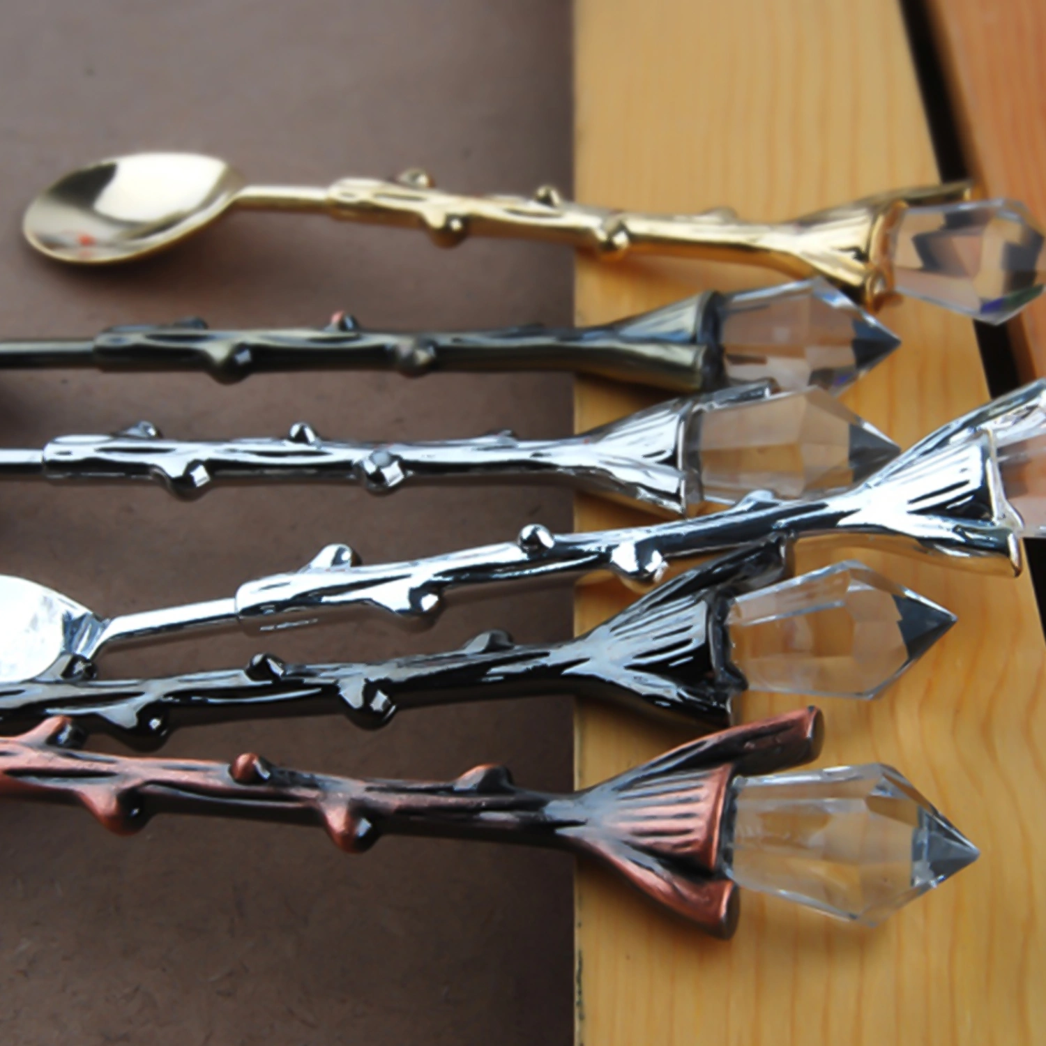 Dessert Spoon Mirror Polish Dendriform Zinc Alloy Non-stick Home Fruit Spoon for Kids