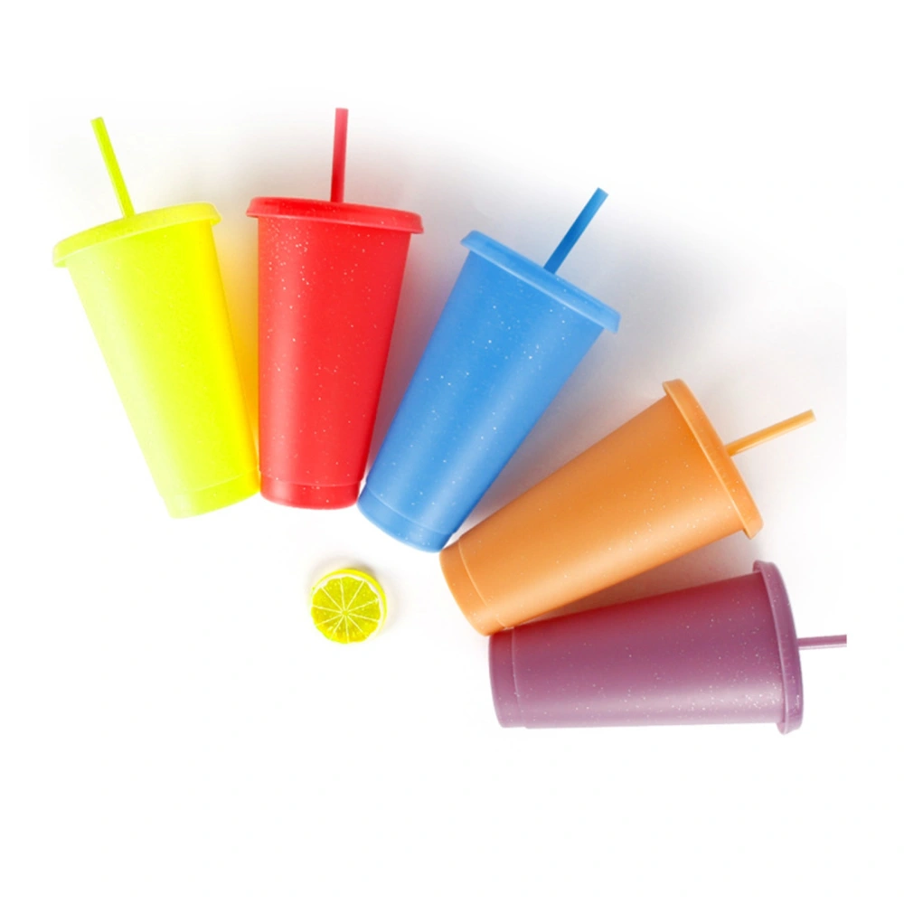 710ml Straw Cup Glittering Splash-proof Color Changing Students Straw Drinking Cup Drinkware Household Supplies