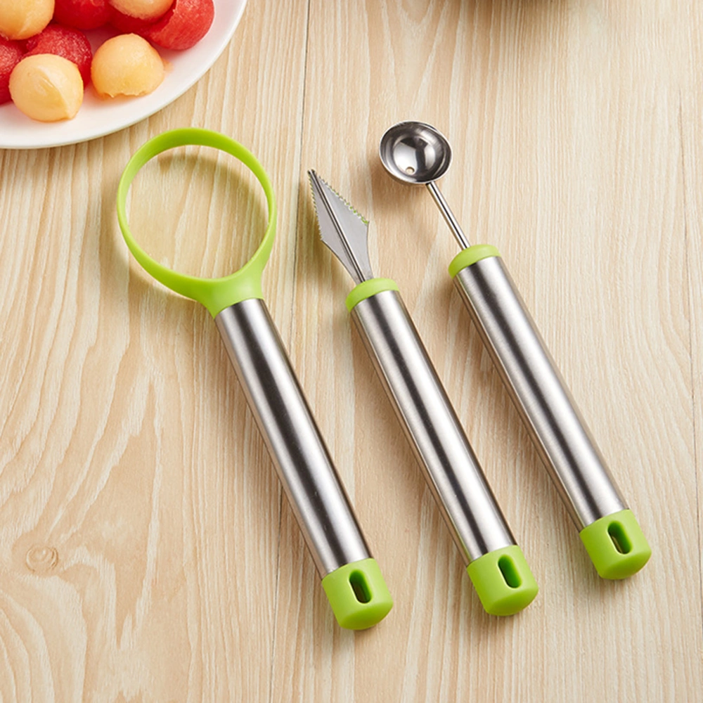 3Pcs/Set Fruit Carving Tools Portable Comfortable Grip Stainless Steel Multipurpose Labor-saving Fruit Dig Pulp Separator for 