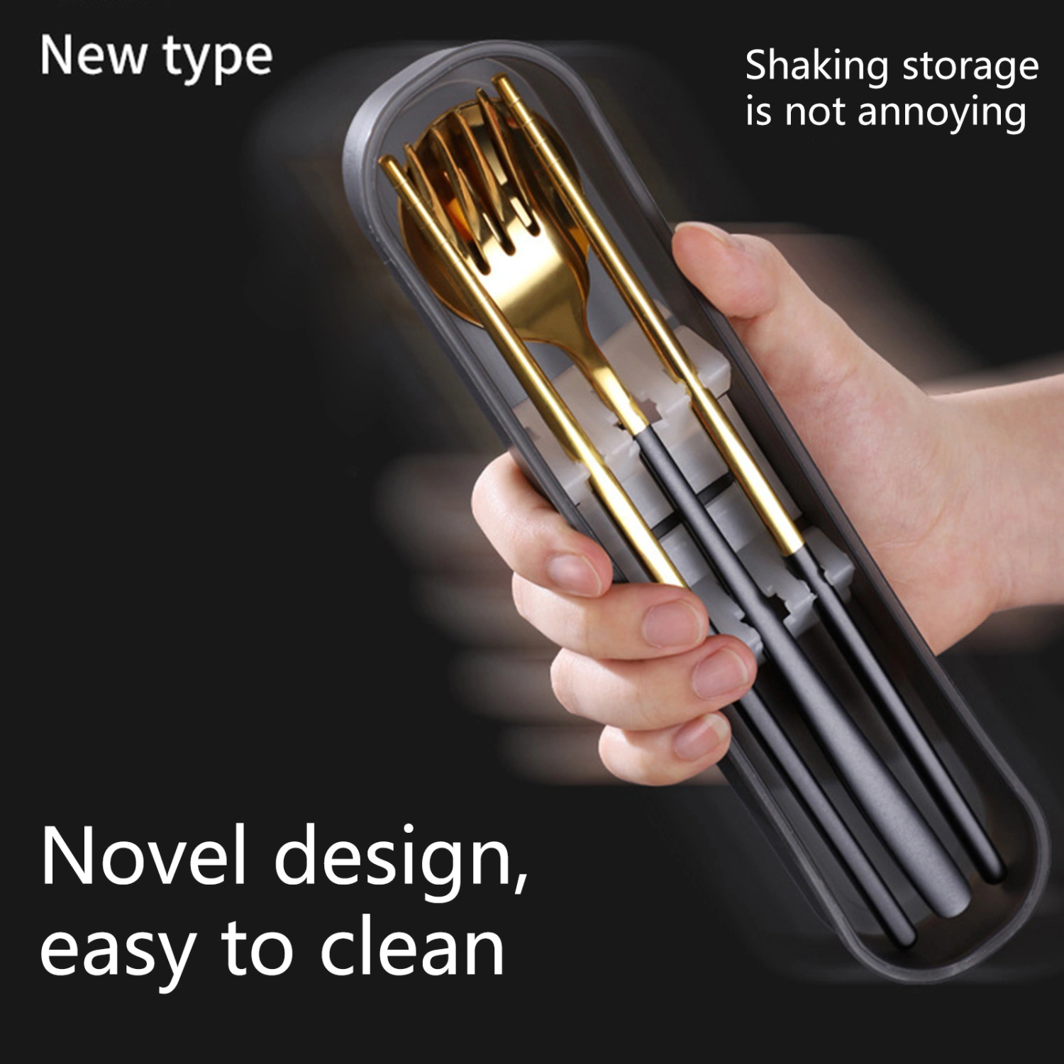Flatware Kit Korean Style Dust-proof Stainless Steel Chopsticks Fork Spoon Dinner Set for Daily Use