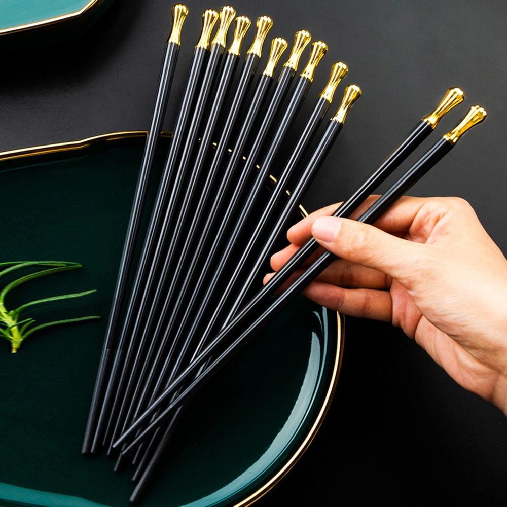 5 Pair Food Chopsticks Non-slip High Temperature Resistant Creative Gift Black Hot Pot Chinese Chopsticks Public Tableware for Home 