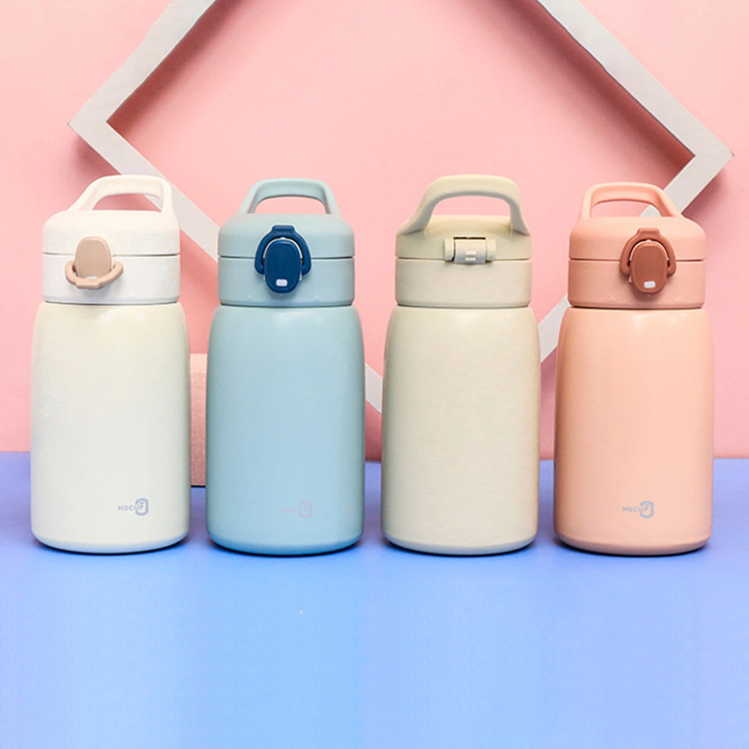 400ML Vacuum Cup Heat Preservation Flip Lid Leak-Proof Leakproof Cute Vacuum Flask for School