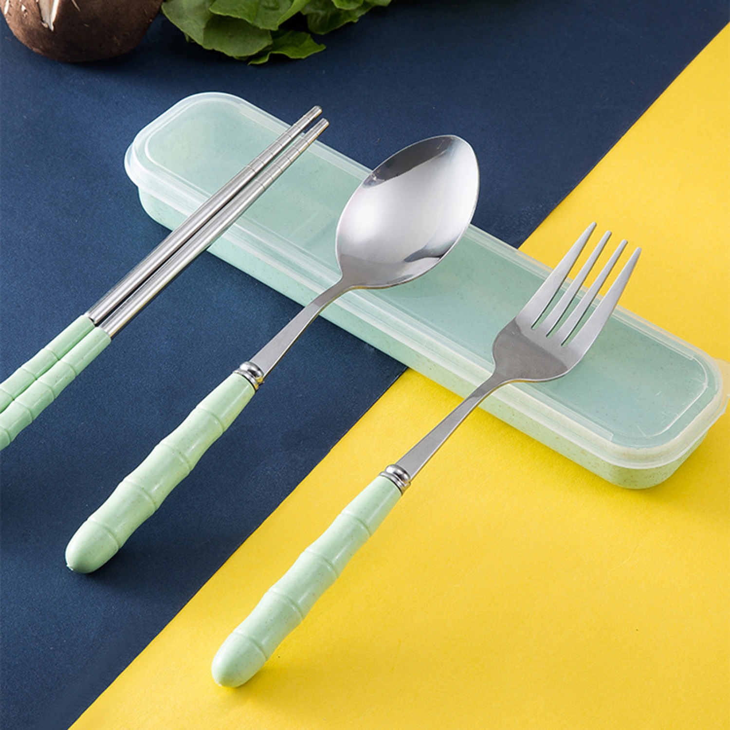 1 Set Dinner Fork Anti-slid Handle Food Grade Materials Stainless Steel Heat-resistant Easy to Clean Cutlery Set for Home