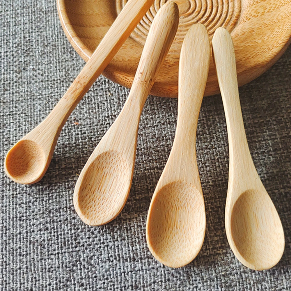 5Pcs Ice Cream Spoon Mini Easy Clean Wear-resistant Natural Wooden Children Yogurt Spoon for Kitchen