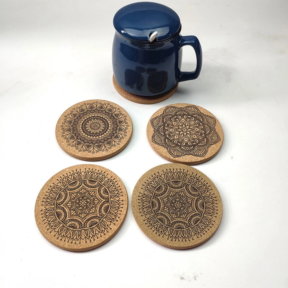 1 Set Cup Coaster Flower Pattern High Temperature Resistance Wood Table Coffee Tea Coaster Home Decor