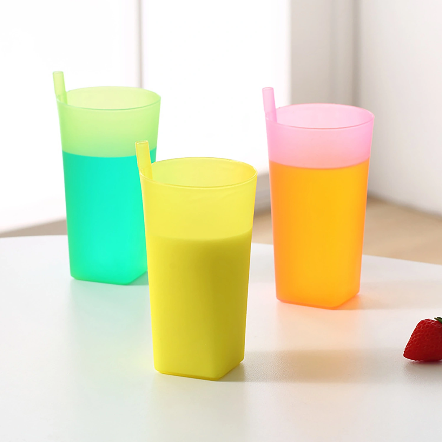360ml/380ml Straw Cup Smooth Edge Large Capacity Leak-proof Kid Children Infant Baby Sip Cup for Students 