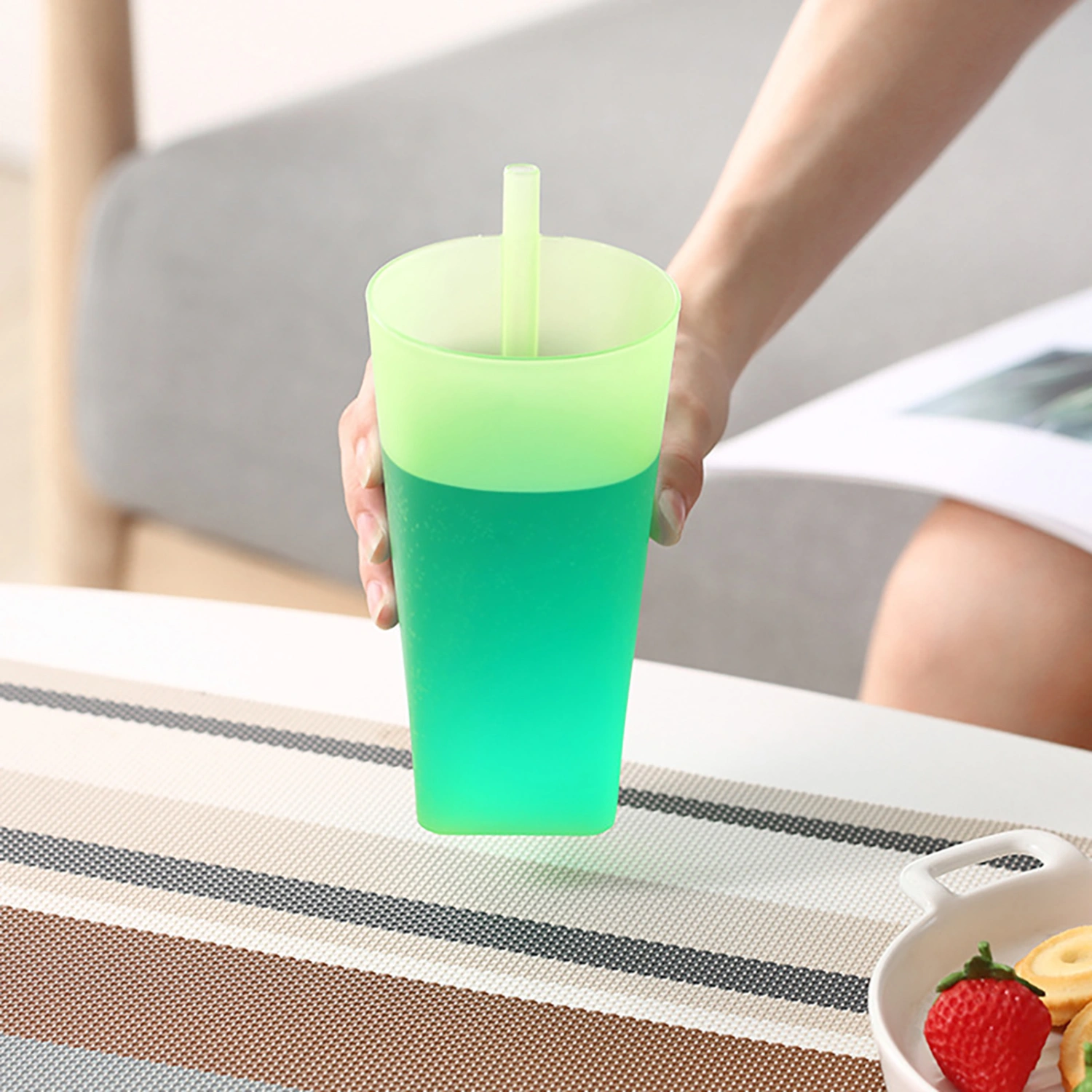 360ml/380ml Straw Cup Smooth Edge Large Capacity Leak-proof Kid Children Infant Baby Sip Cup for Students 