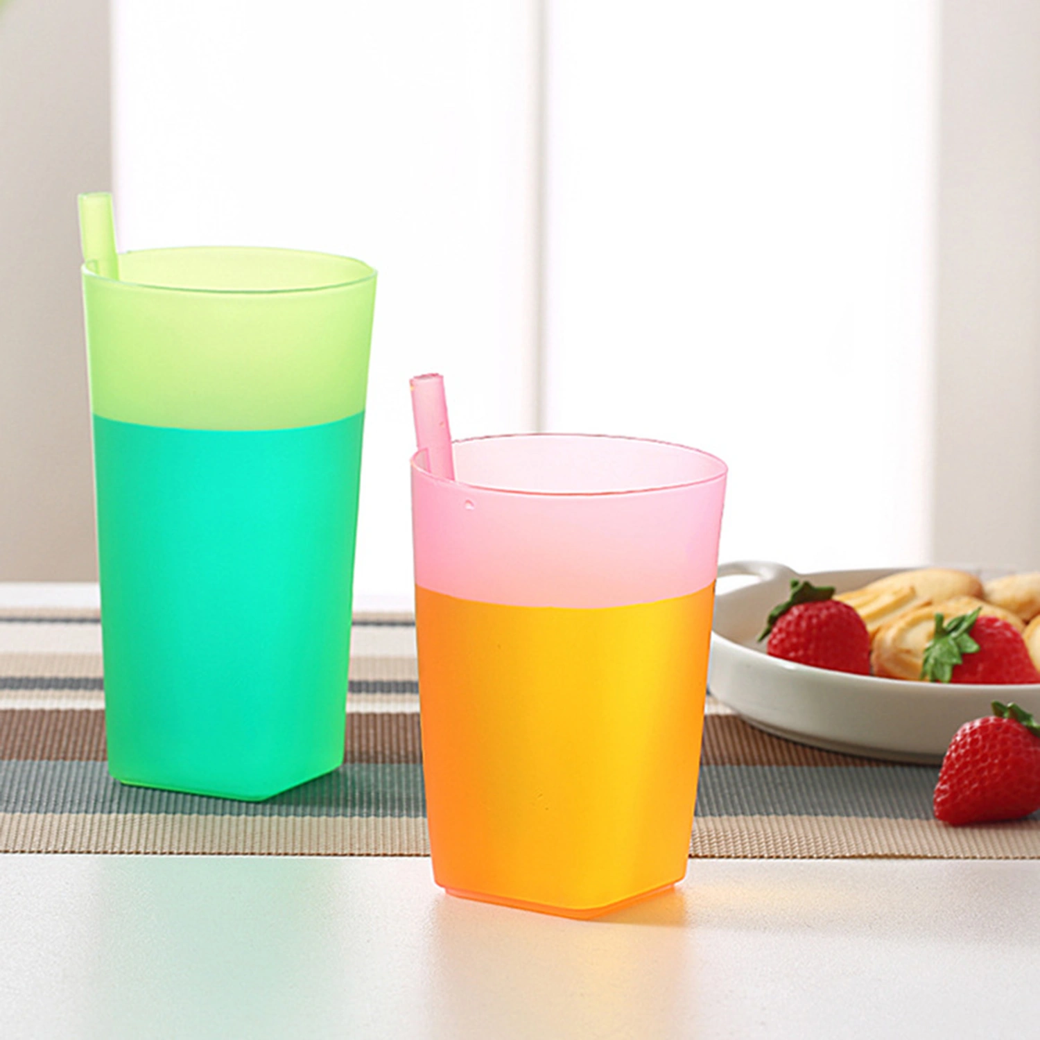 360ml/380ml Straw Cup Smooth Edge Large Capacity Leak-proof Kid Children Infant Baby Sip Cup for Students 