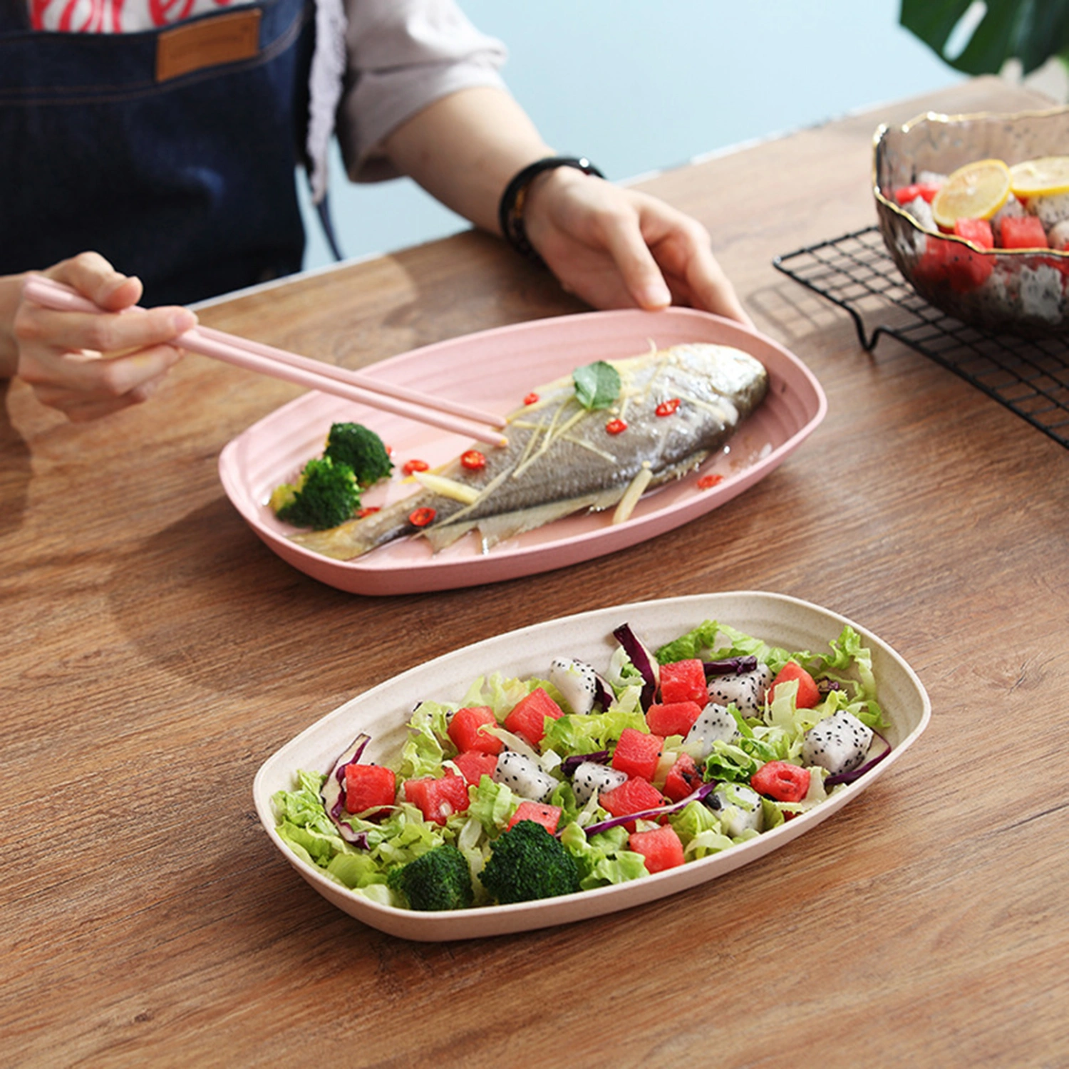 Serving Plate Solid Color Dirt Resistant PP Fruit Sushi Platter Party Favors