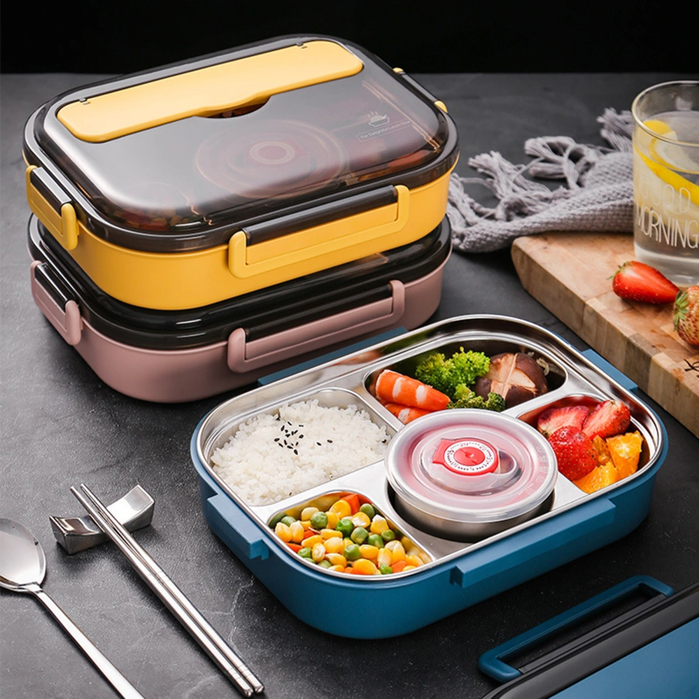 1 Set Bento Box Leak-proof Large Capacity Lightweight Double Layer Lunch Container for Hiking 