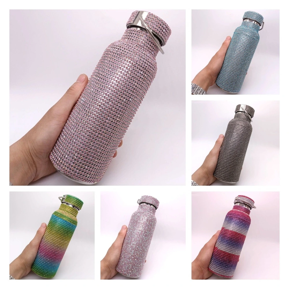 Water Tumbler Glitter Practical Stainless Steel Bling Fake Rhinestone Stainless Steel Thermal Bottle for Gift