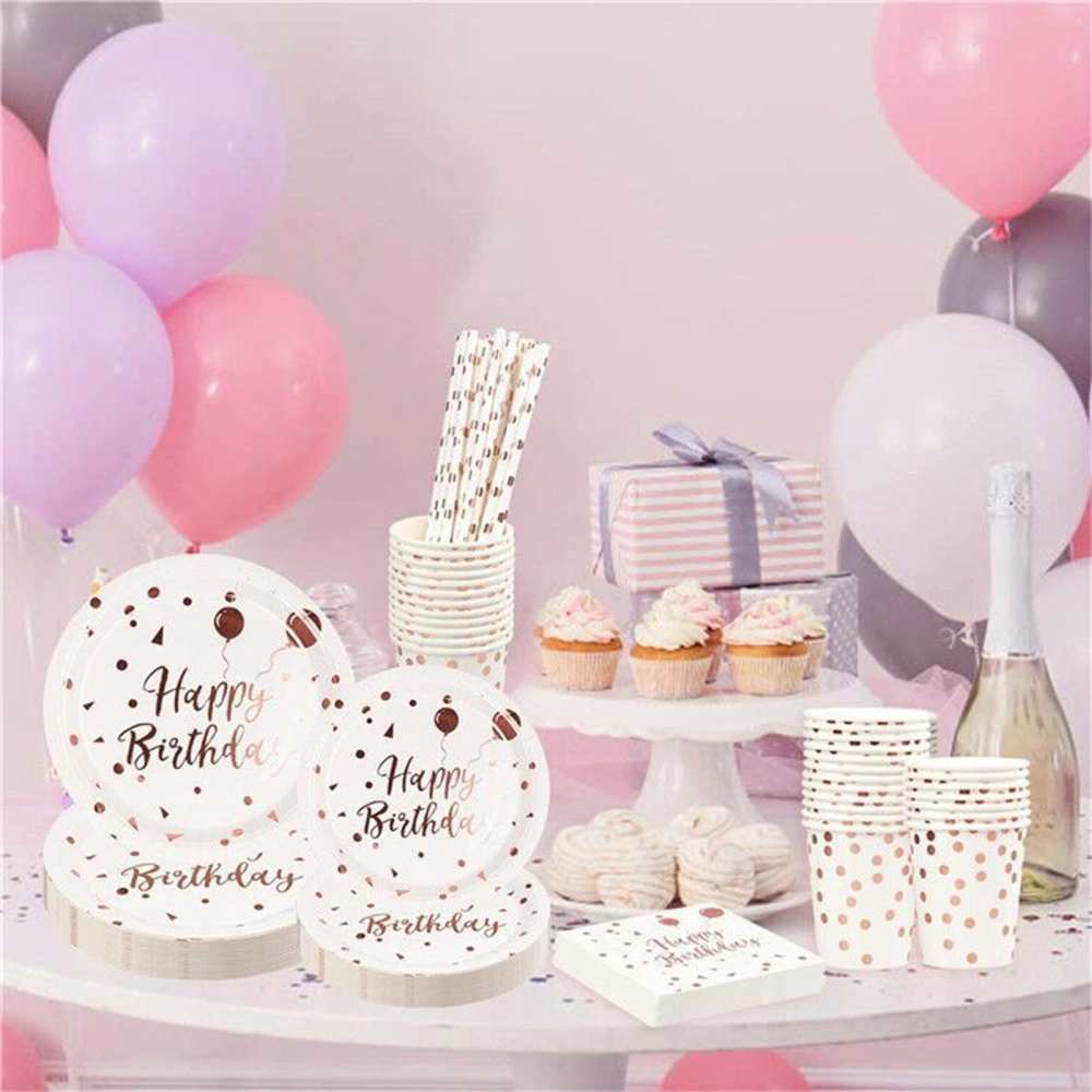 1 Set Birthday Plate Eco-friendly Paper Decorations Rose Golden Dot Plates Kitchen Supplies