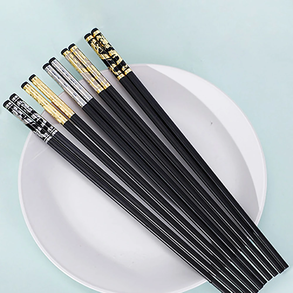 1 Pair Chopsticks Non-stick Tableware Eco-friendly Dragon Pattern Print Food Stick Household Supplies