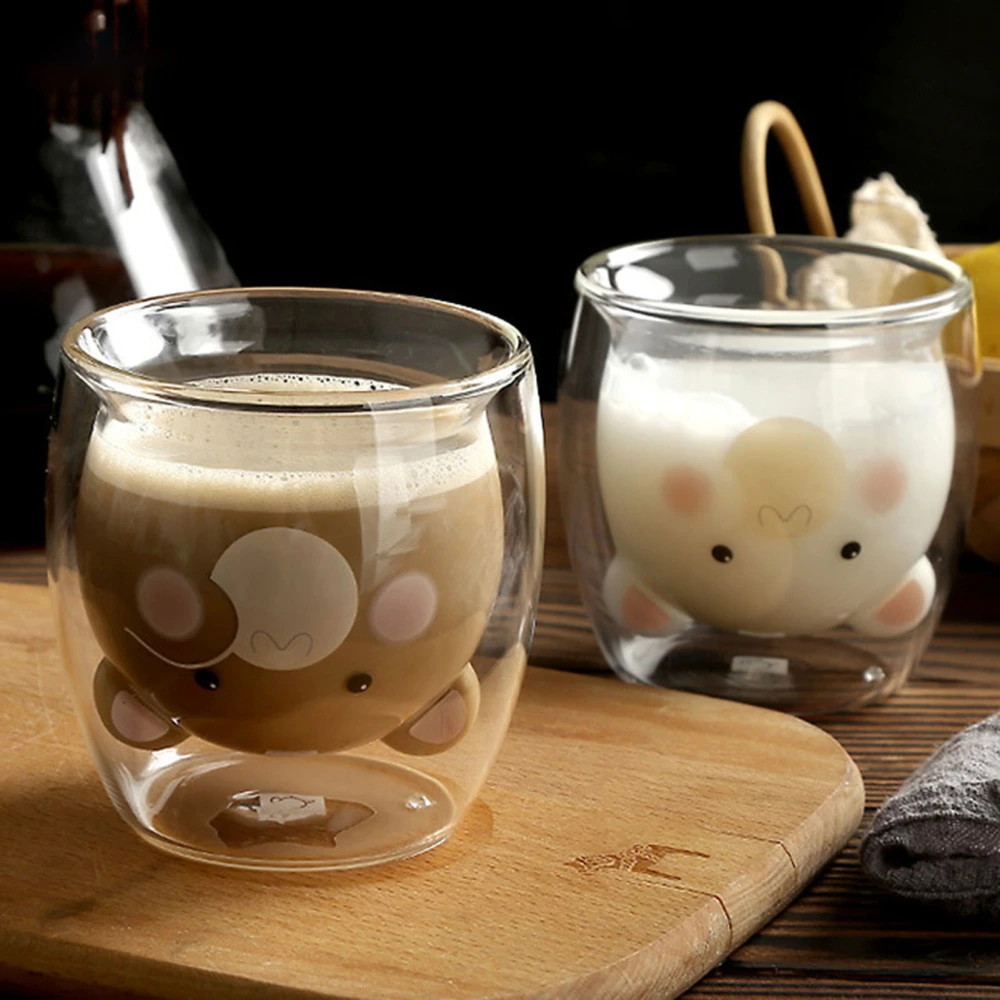 200ML Milk Mug Creative Heat Insulation Double-layer Cute Mugs Bear Tea Coffee Cup for Daily Life