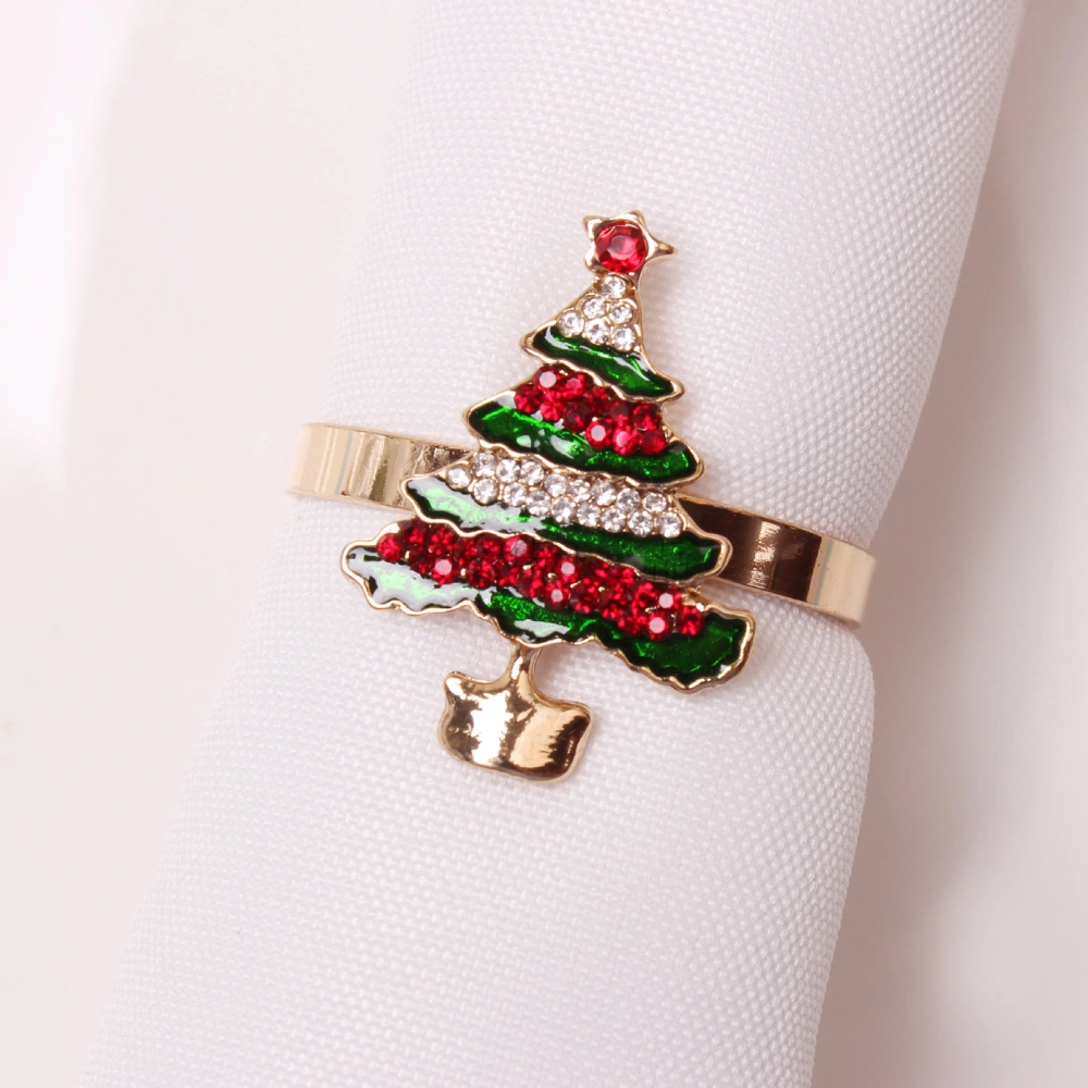 6Pcs/Set Creative Christmas Tree Shape Napkin Ring Festive Touch Beautiful Alloy Napkin Clip for Home