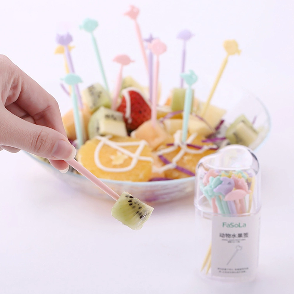 20Pcs Fruit Fork Anti-scratch Non-slip Burr-free Picking Up Cute Animal Cartoon Bento Stick for Home