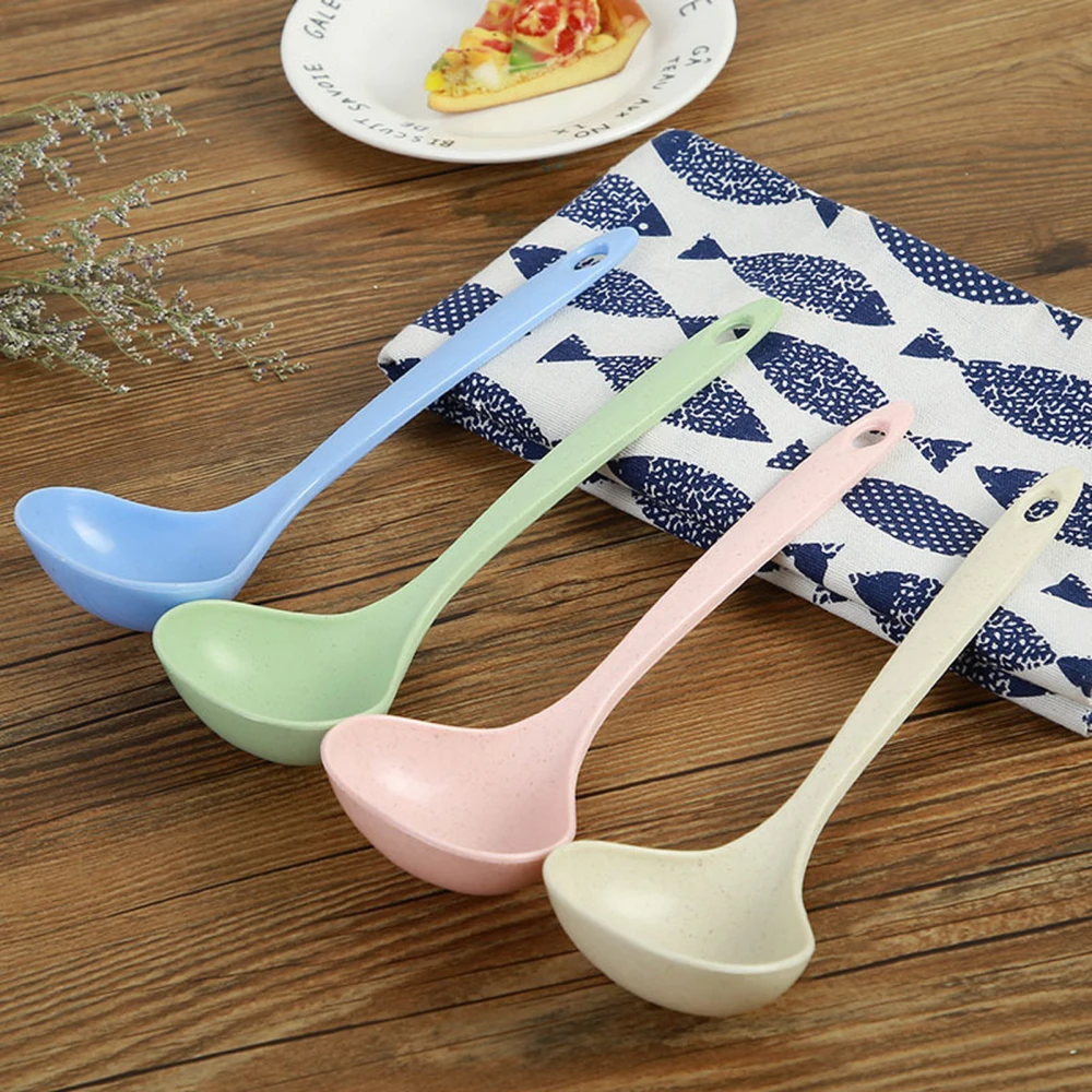 Soup Spoon with Hanging Hole Nordic Style Anti-scald Long Handle Non-slip Tableware Thicken Dinner Spoon for Kitchen