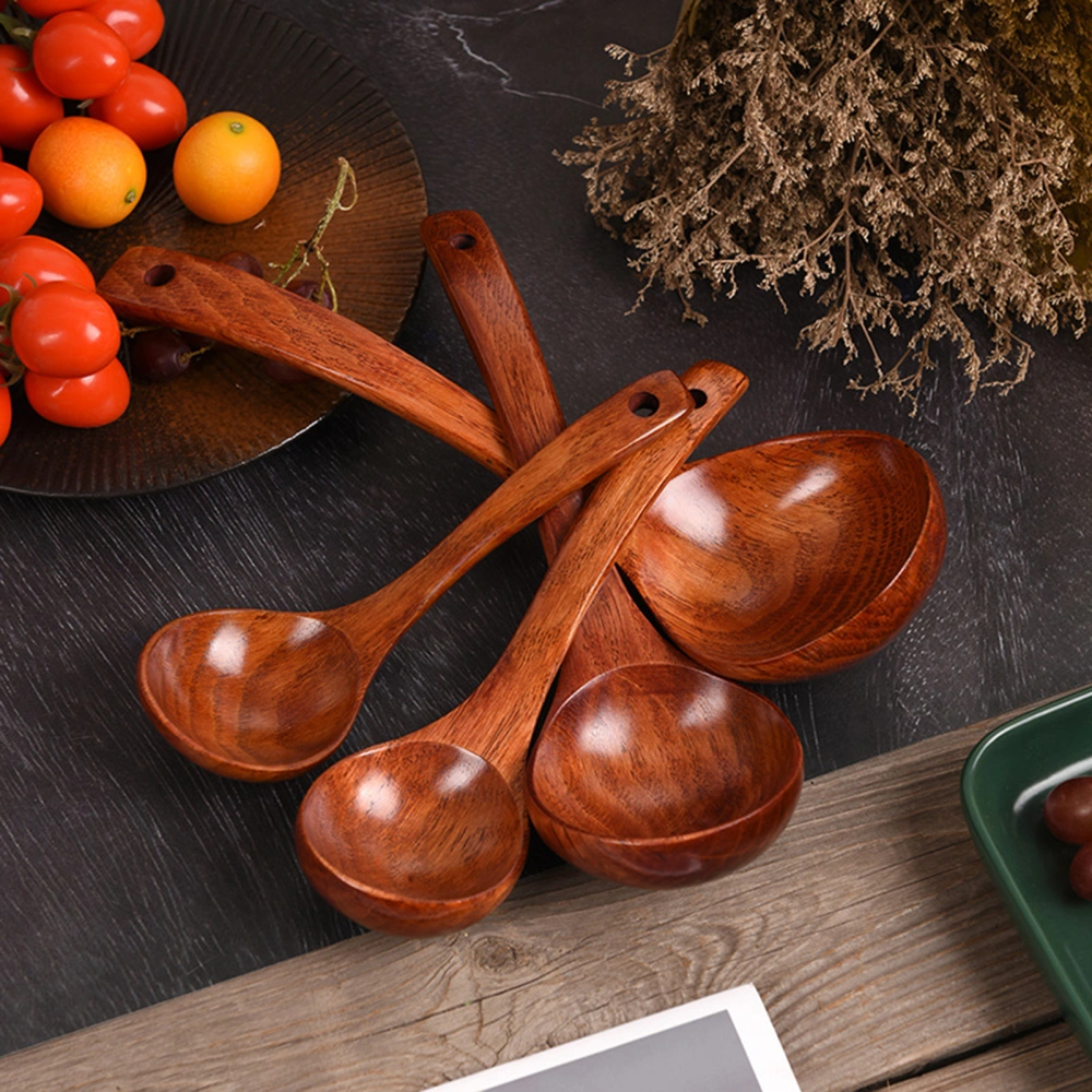 Heat-Resistant Soup Serving Ladle Anti-scald Handle Wood Cooking Utensils Soup Spoon Kitchen Tool