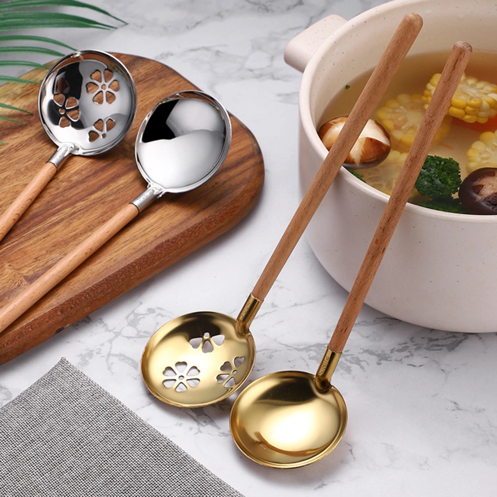 Japanese Style Filter Spoon Polished Non-stick Portable Cooking Soup Spoon Kitchen Supplies