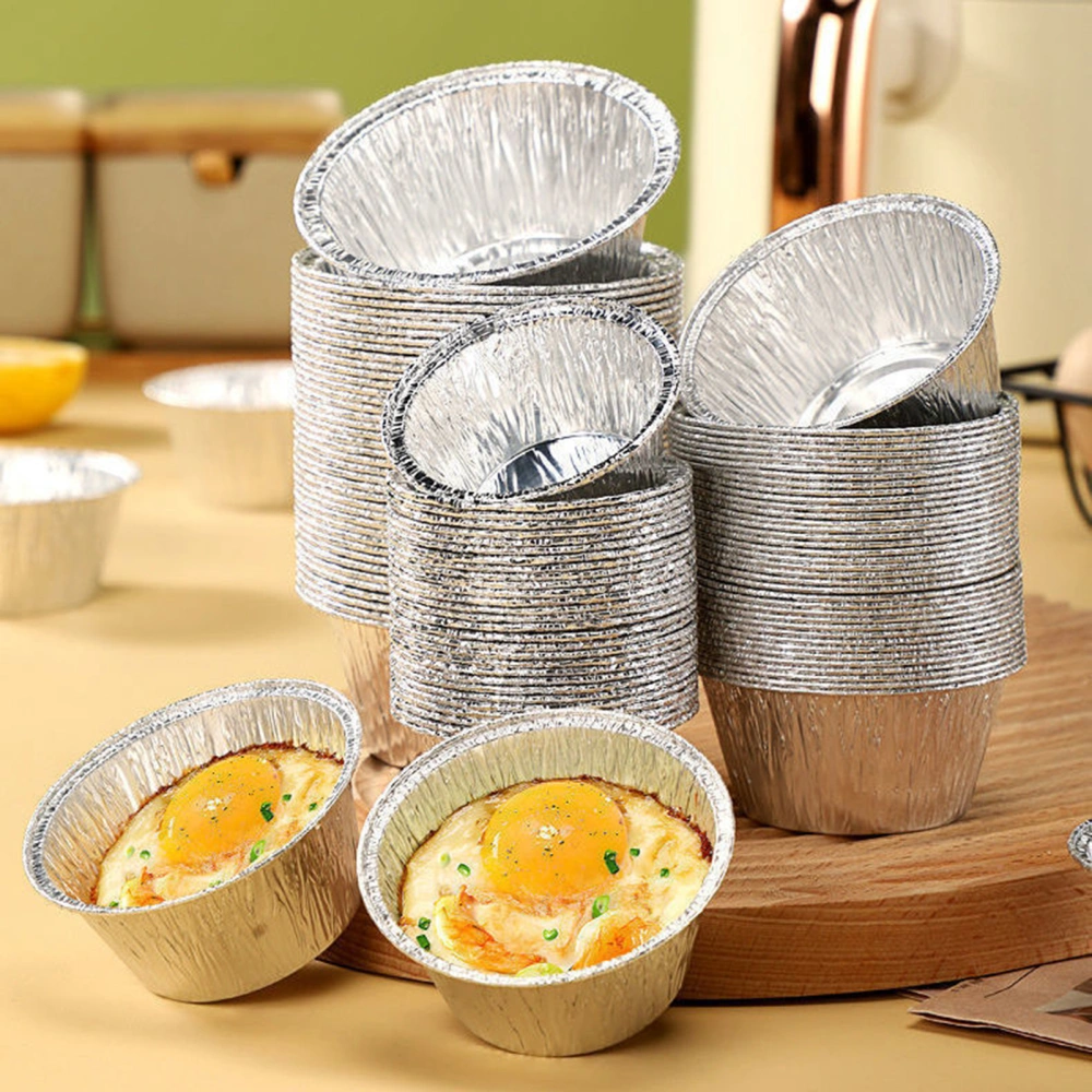 100Pcs Egg Tart Cup Grease-proof Disposable DIY Aluminum Foil Mini Oyster Tray for Outdoor BBQ