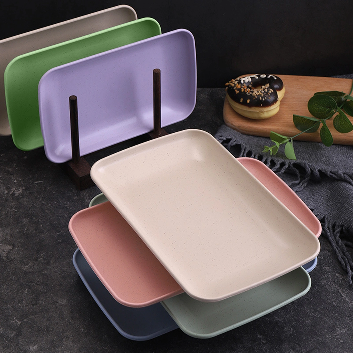 Serving Plate Food Grade Stackable Plastic Nordic Style Table Snack Serving Plate Dessert Tray Home Supplies