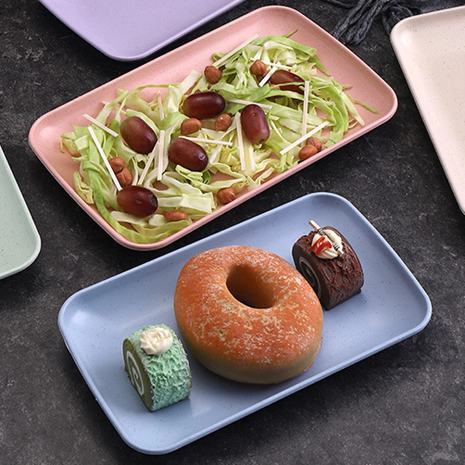 Serving Plate Food Grade Stackable Plastic Nordic Style Table Snack Serving Plate Dessert Tray Home Supplies