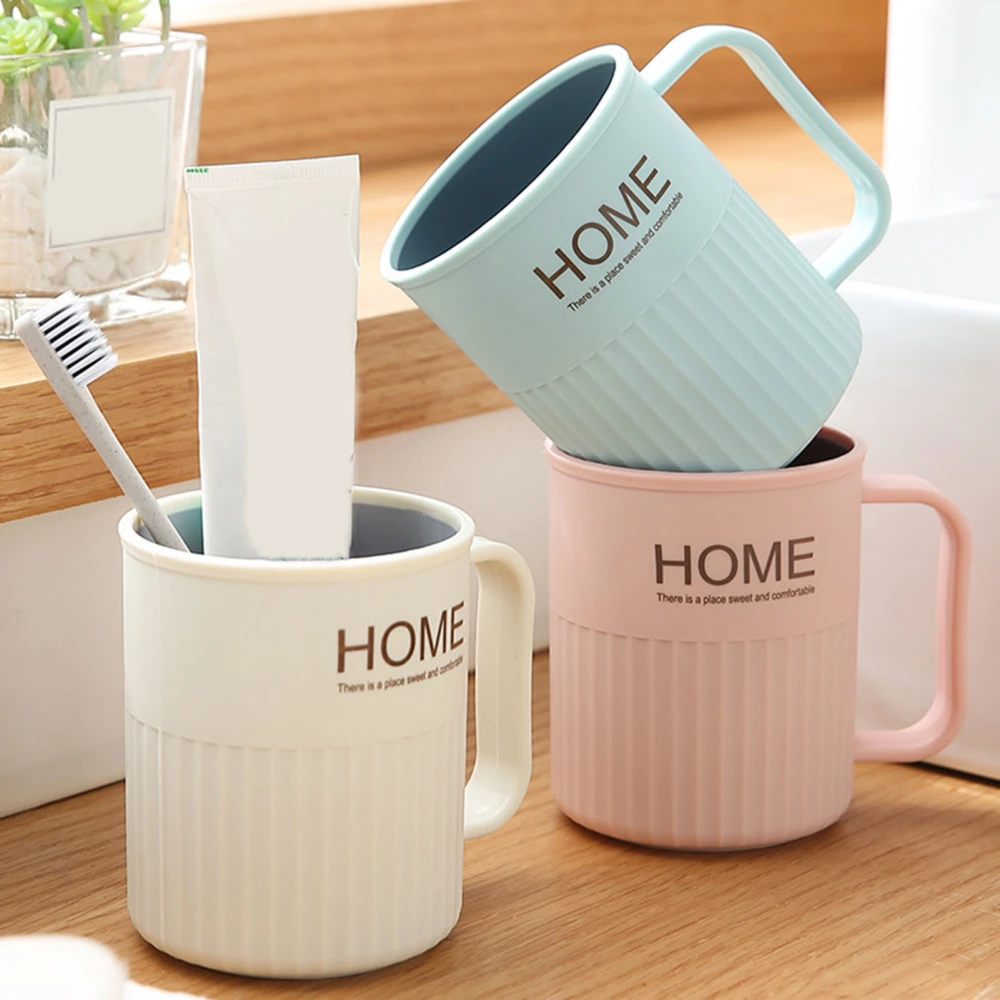 Mouthwash Cup Ergonomic Large Capacity Double Layer with Handle Burr-free PP Creative Two-color Mouthwash Cup for Home