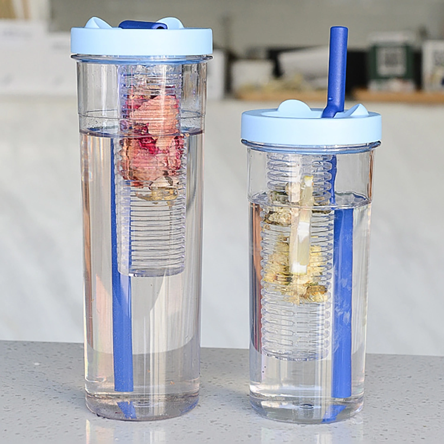 670/800ml Water Cup Large Capacity Fruits Filter Plastic Summer Portable Water Bottle with Straw for Home