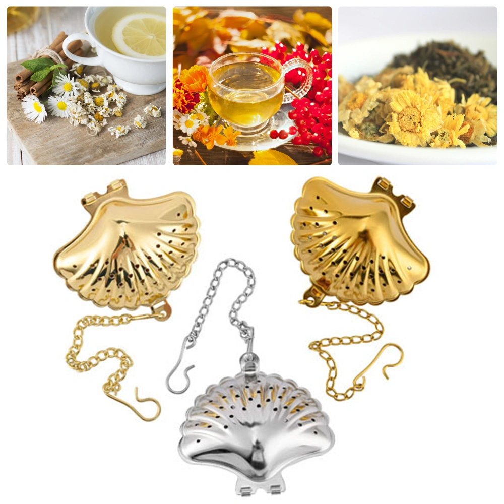 Tea Infuser with Hook Reusable Stainless Steel Cute Seashell Shaped Loose Tea Infuser Teapot Accessories 