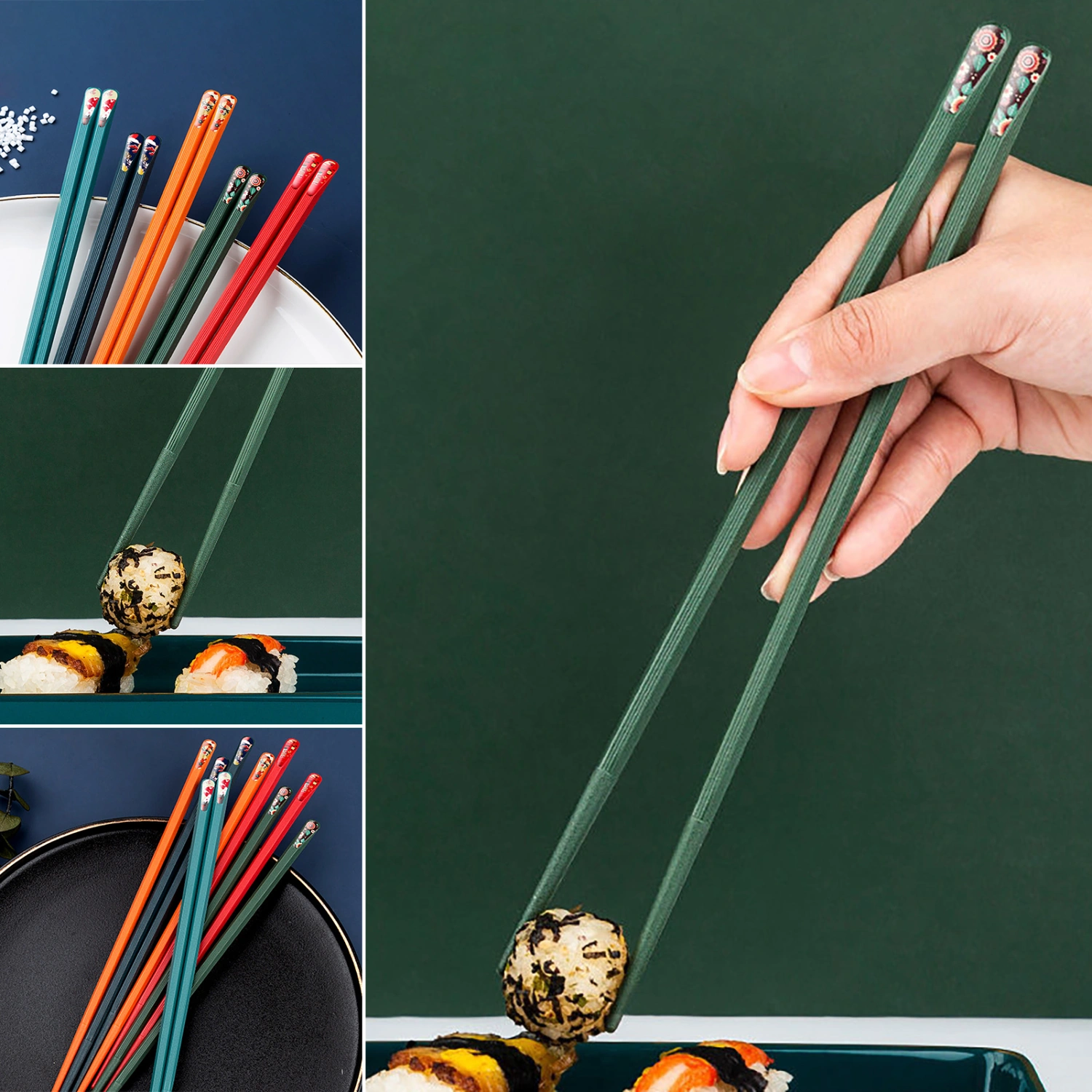5 Pairs Alloy Chopsticks High Temperature Resistant Non-slip Burr-free Food Grade Comfortable Grip Training Japanese Style Chop Sticks for Family