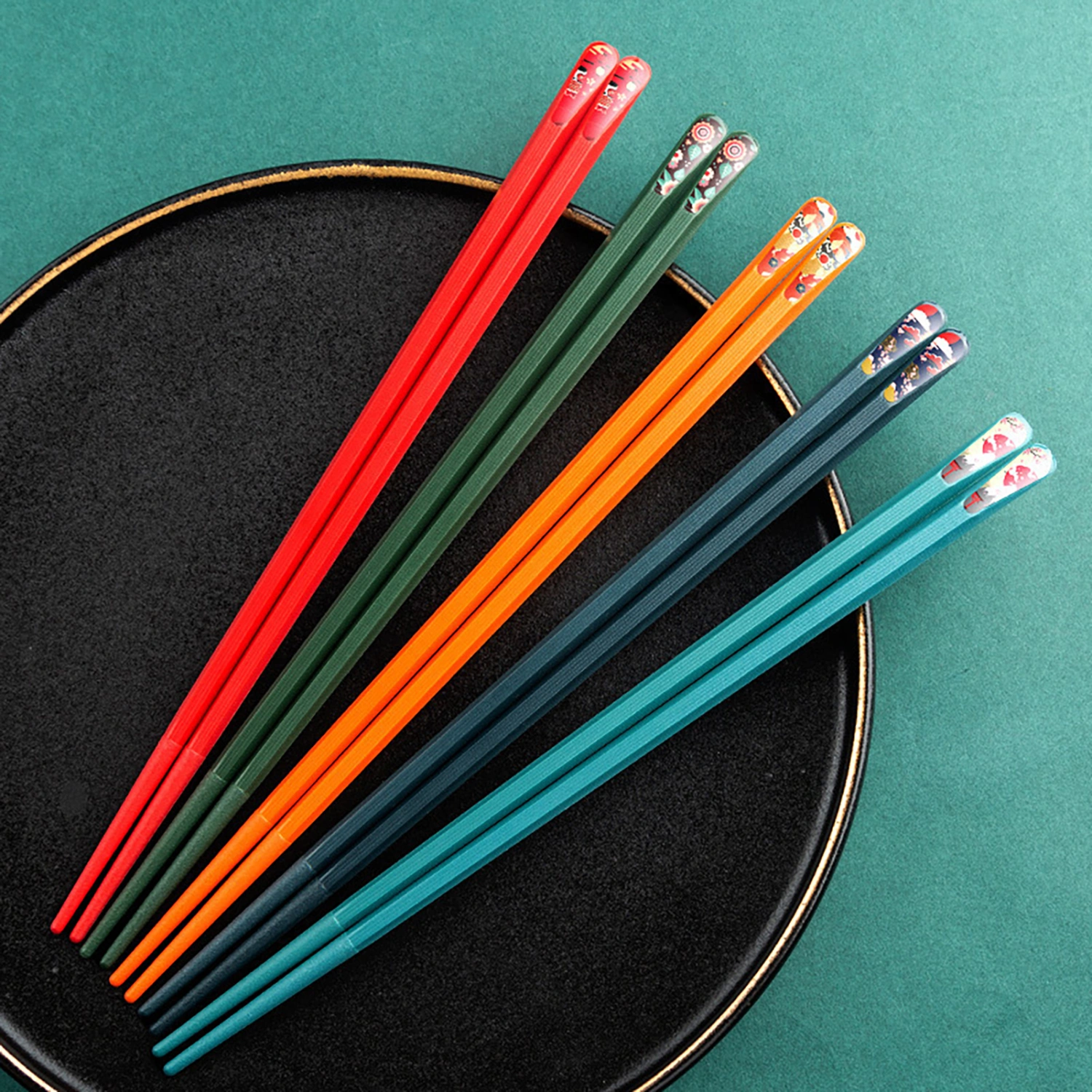 5 Pairs Alloy Chopsticks High Temperature Resistant Non-slip Burr-free Food Grade Comfortable Grip Training Japanese Style Chop Sticks for Family