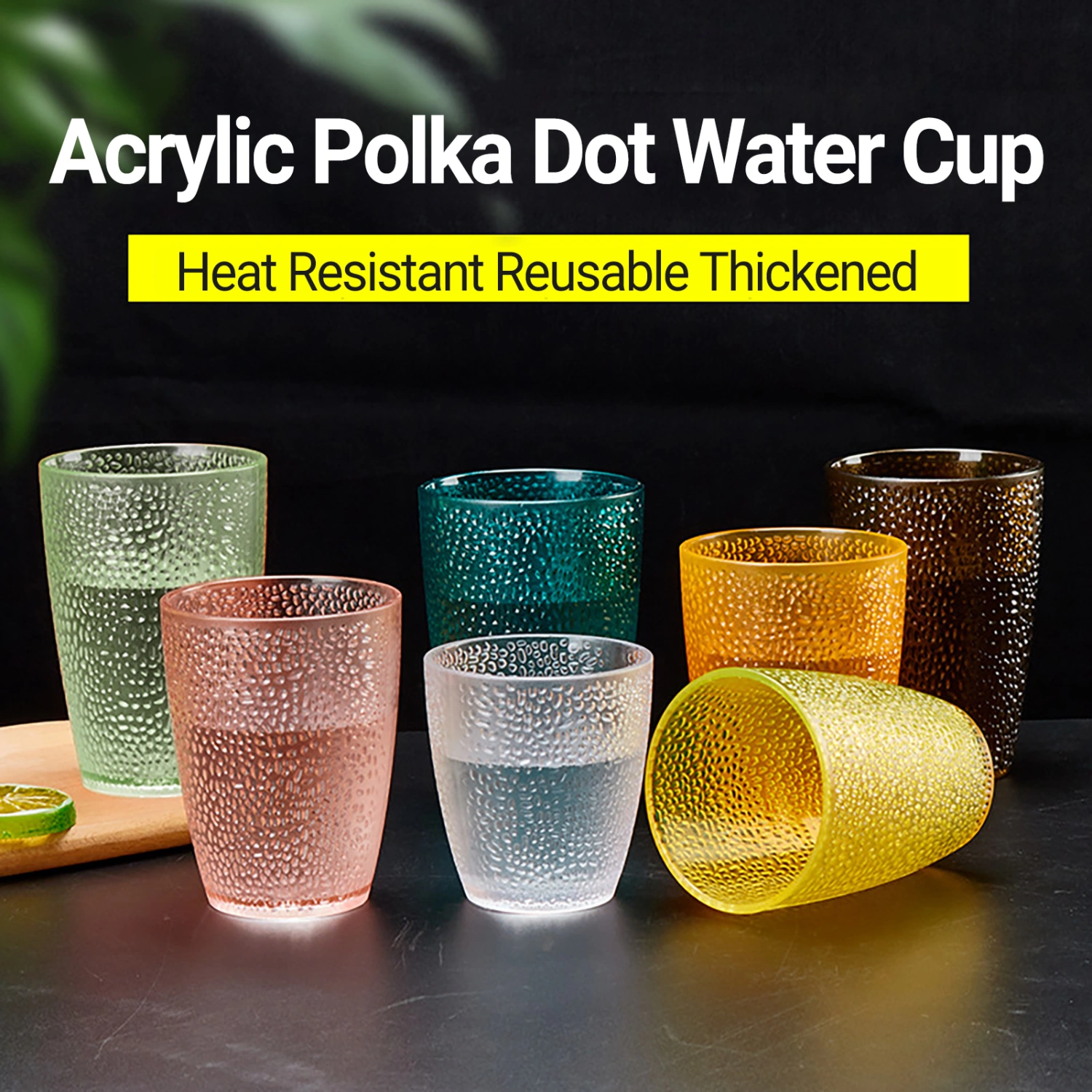 Drinking Cup Heat Resistant Reusable Thickened Acrylic Polka Dot Bar Restaurant Water Cup for Home