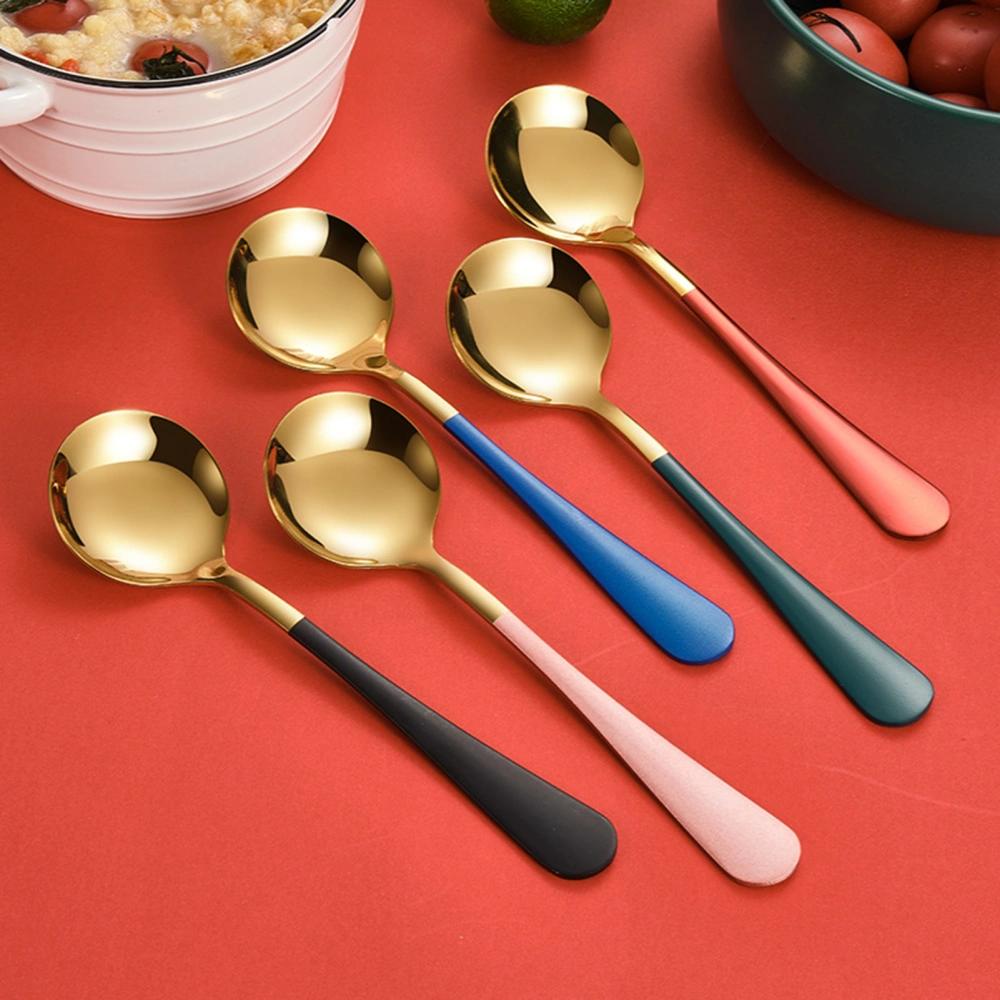 Soup Spoons Anti-rust Easy to Clean Stainless Steel Colorful Multi-purpose Dinner Spoons for Kitchen