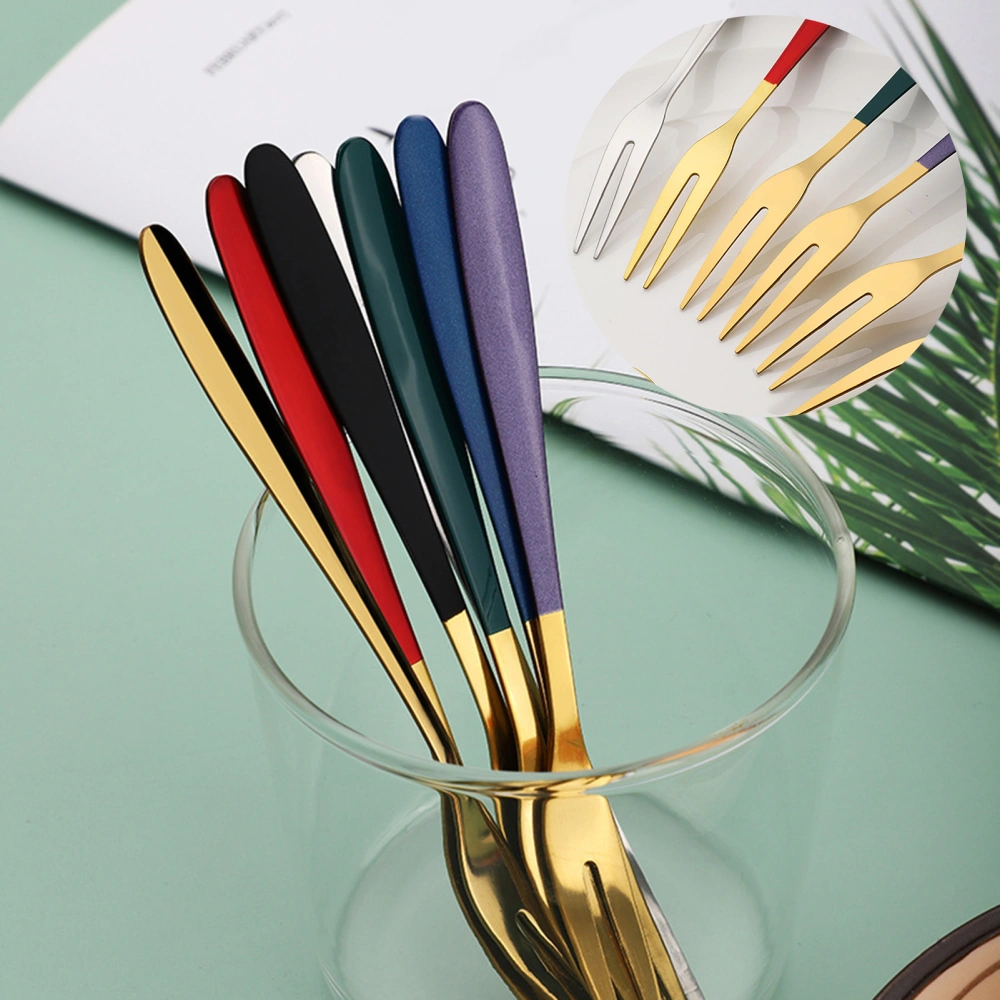 Non-slip Good Grip Fruit Fork Easy to Clean Reusable Dishwasher Safe Stainless Steel Snack Cake Dessert Fork Tableware