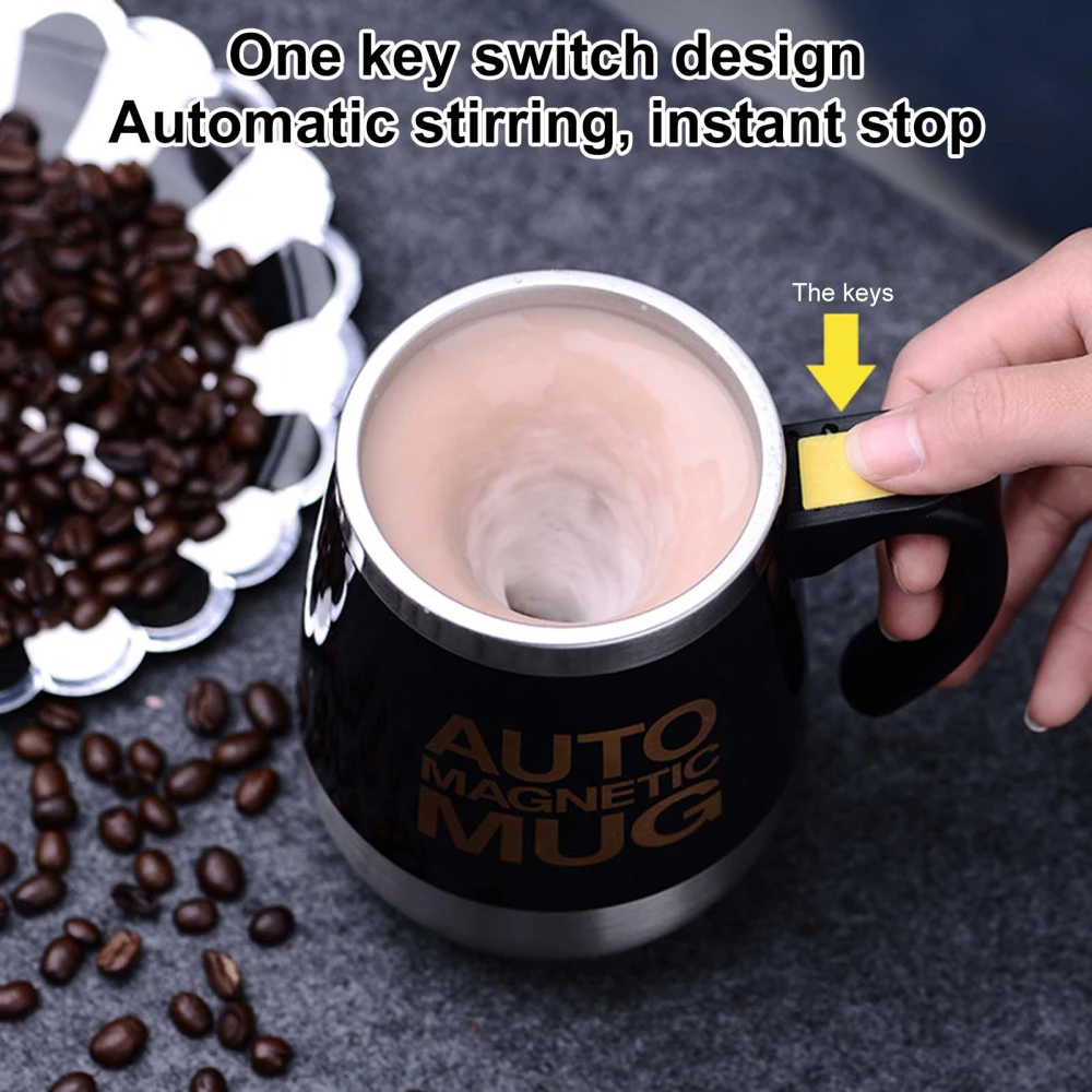 400ml Self-Stirring Magnetic Mug Food Grade Battery Powered Ergonomic Handle One-key Start Automatic Stirring Electric Auto-Mixing Magnetic Water Coffee Mug for Home