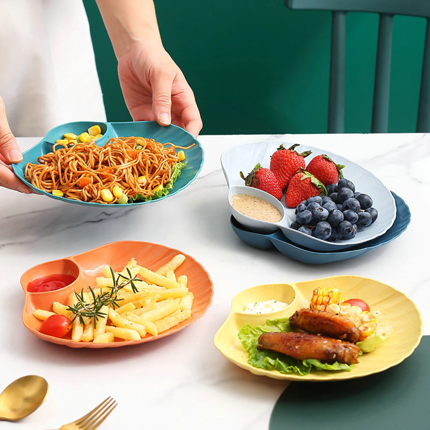 Dried Fruit Plate Anti-drop Shell Shape Stackable Unbreakable Exquisite Pack Food Solid Color Food Grade Supplies Cake Pan Household Stuff