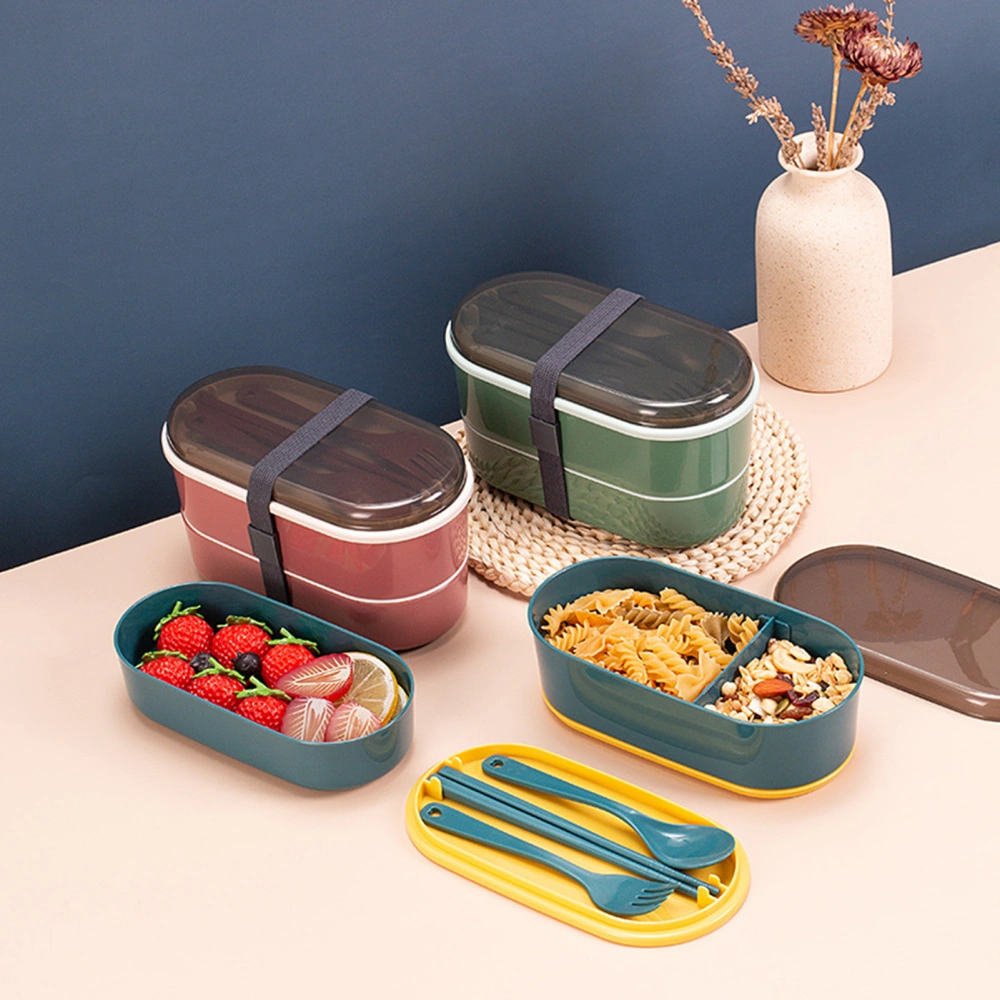 700ml Lunch Box Double-layered Large Capacity Plastic Portable Non-stick Meal Box for Daily Use