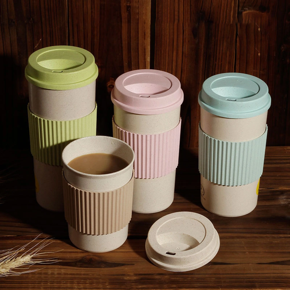 350ml/450ml/550ml Water Cup Food Grade Wear Resistant Plastic Water Coffee Cup with Protective Sleeve for Home