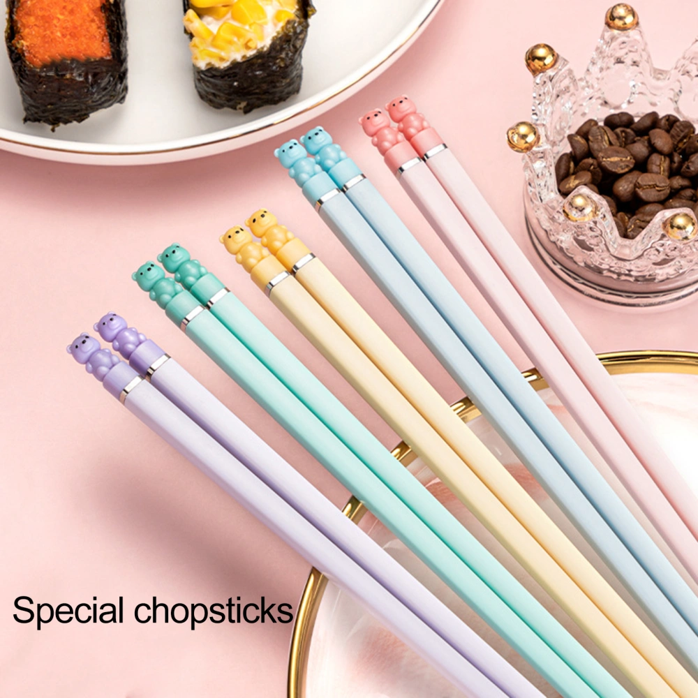 1 Set Chopsticks Food-grade Bear Design High Hardness Paintless Dining PET Candy-colored Bear Chopsticks Kitchen Tool