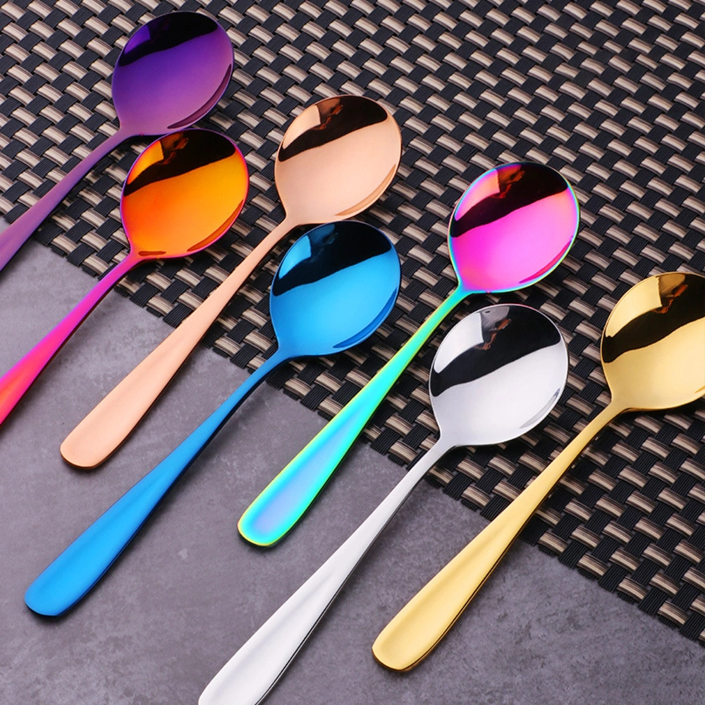 Soup Spoon Mirror Surface Ergonomic Stainless Steel Non-stick Rust-proof Dinner Spoon Kitchen Supplies