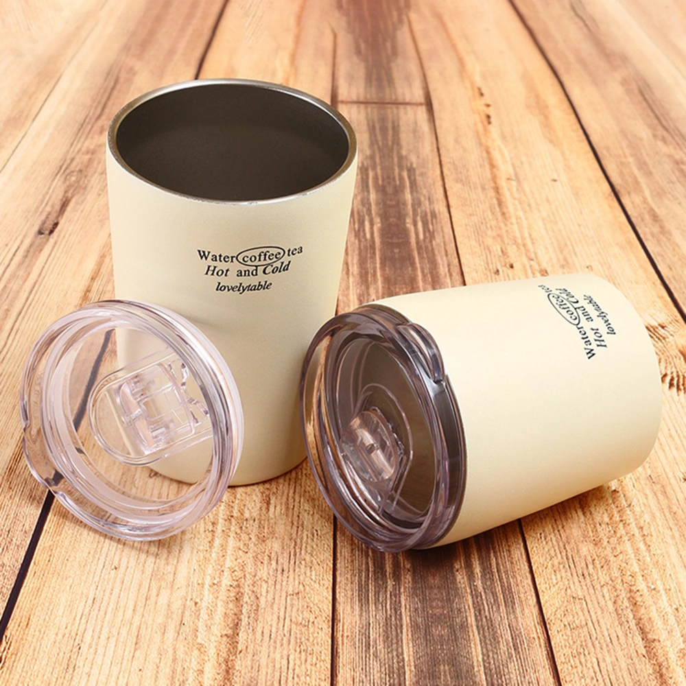 240ml/360ml Handy Water Cup Insulation Effect High Capacity Environmentally Friendly Trendy Letter Pattern Drink Water Portable Stainless Steel Milk Coffee Cup for Home