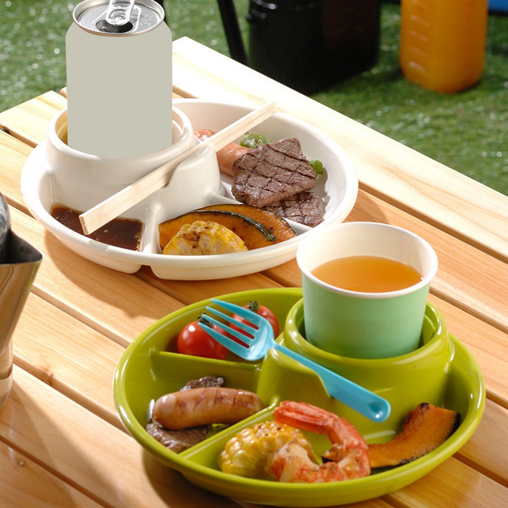 4 Grid Dinner Plate Food Contact Grade Compartment Design Plastic Portable Breakfast Tray Lunch Eating Dish Daily Use