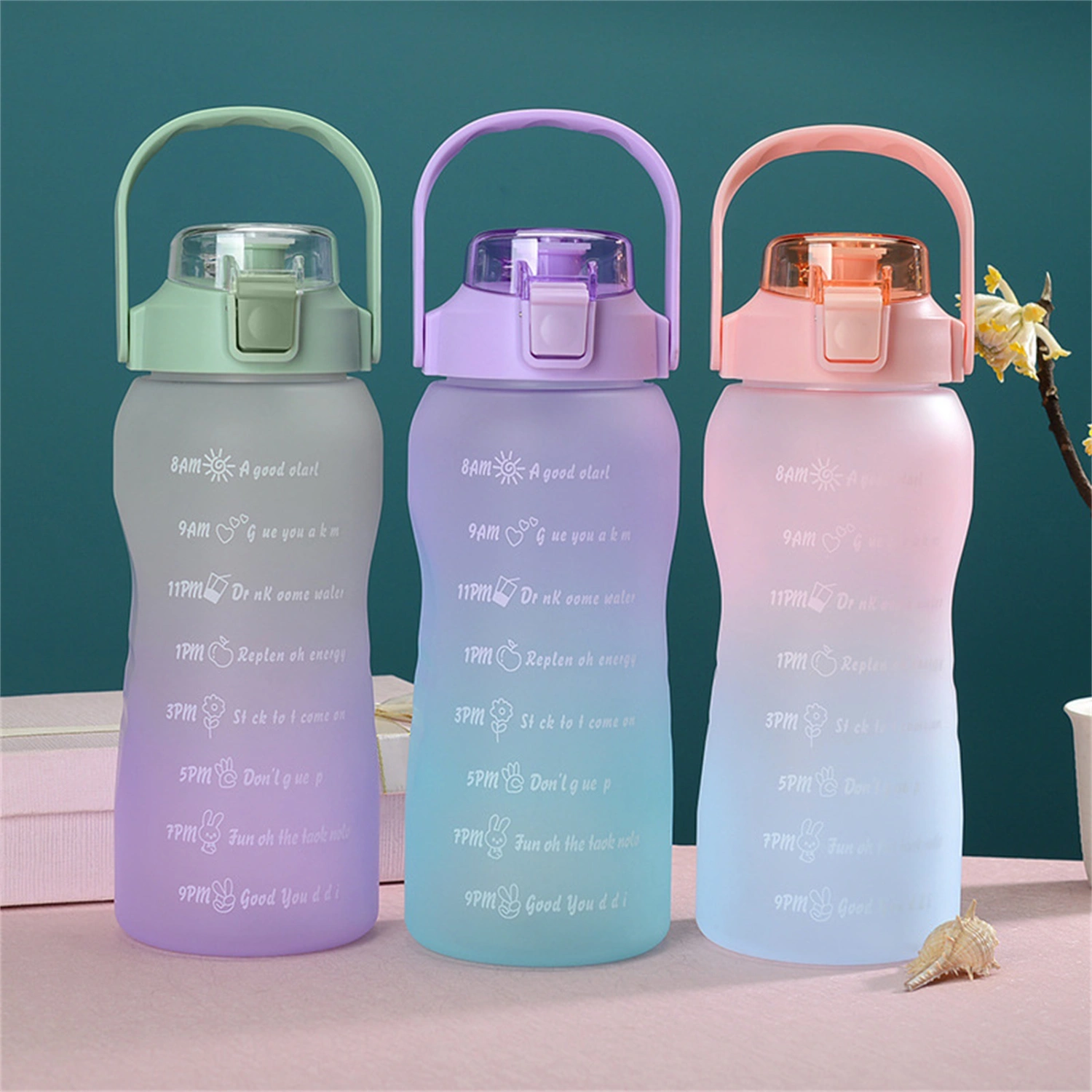 Water Cup Large Capacity Heat-Resistant PC Material Coffee Water Drinking Bottle Fitness Kettle with Straw for Office 