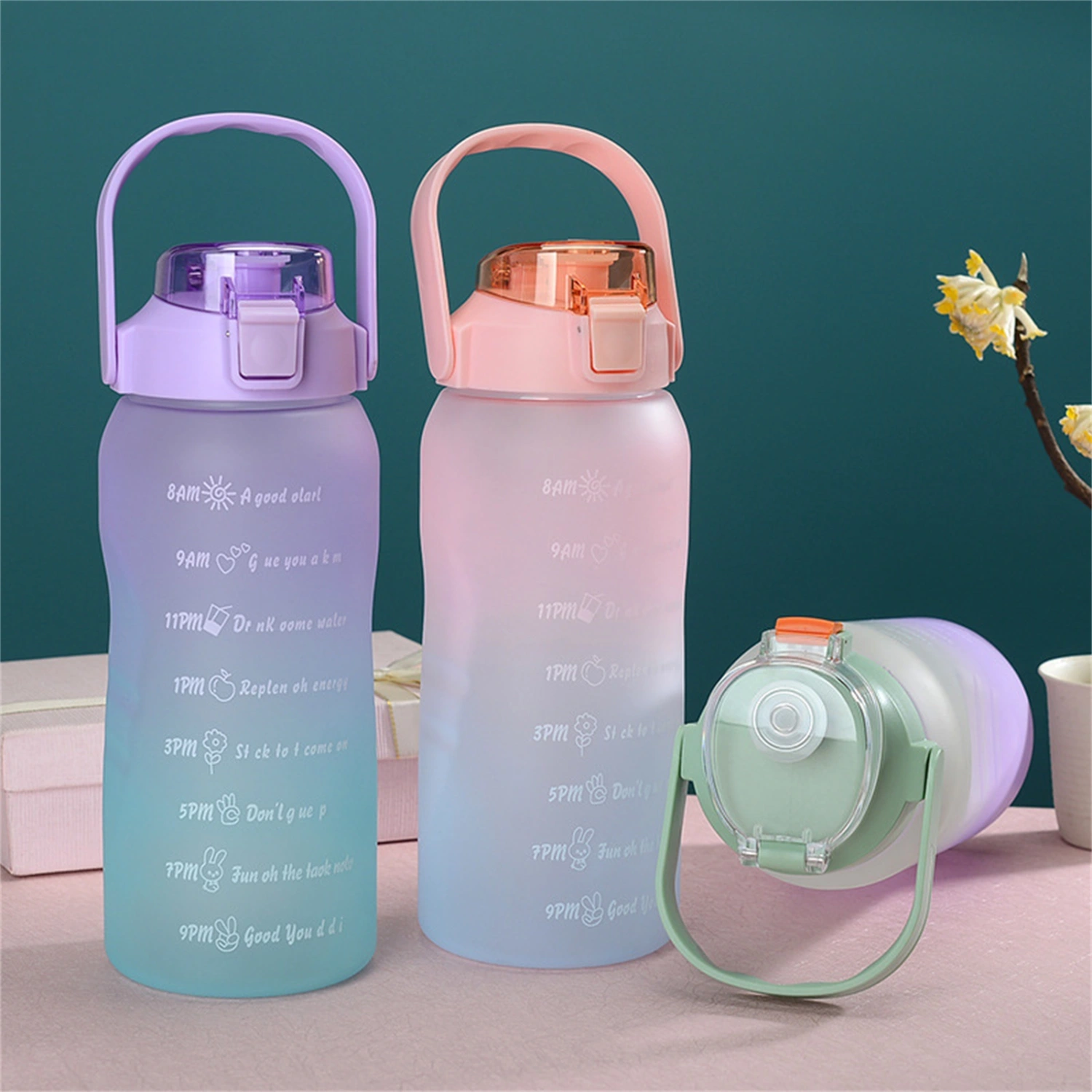 Water Cup Large Capacity Heat-Resistant PC Material Coffee Water Drinking Bottle Fitness Kettle with Straw for Office 